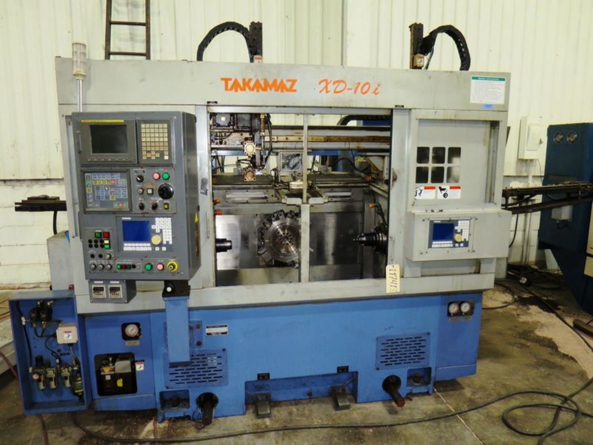 Takamaz XD-101 CNC Twin Spindle Turning Center w/Gantry Loading System, S/N 300444, new 2006