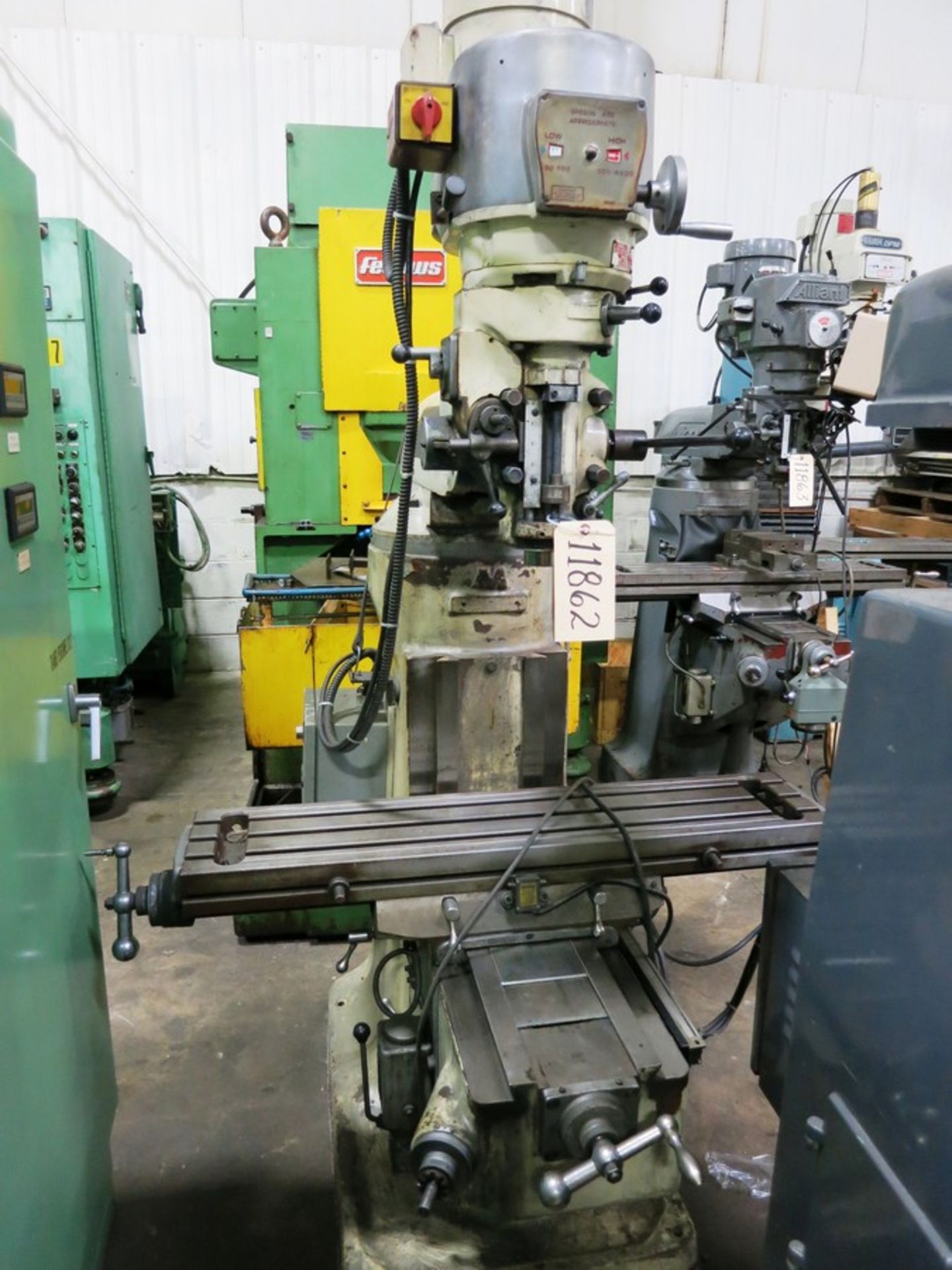 Acer Model Ultima 3VS Vertical Milling Machine, S/N 9166181 General Specifications, Table size 9"