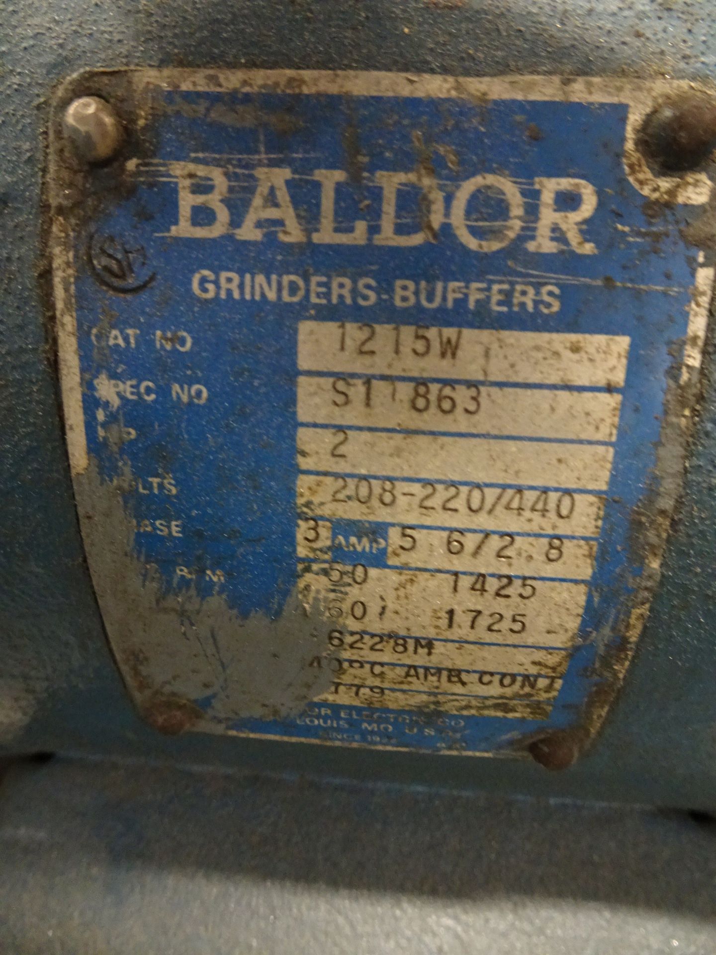 Baldor Model 1215W 12" Double Ended Pedestal Grinder - Image 2 of 2