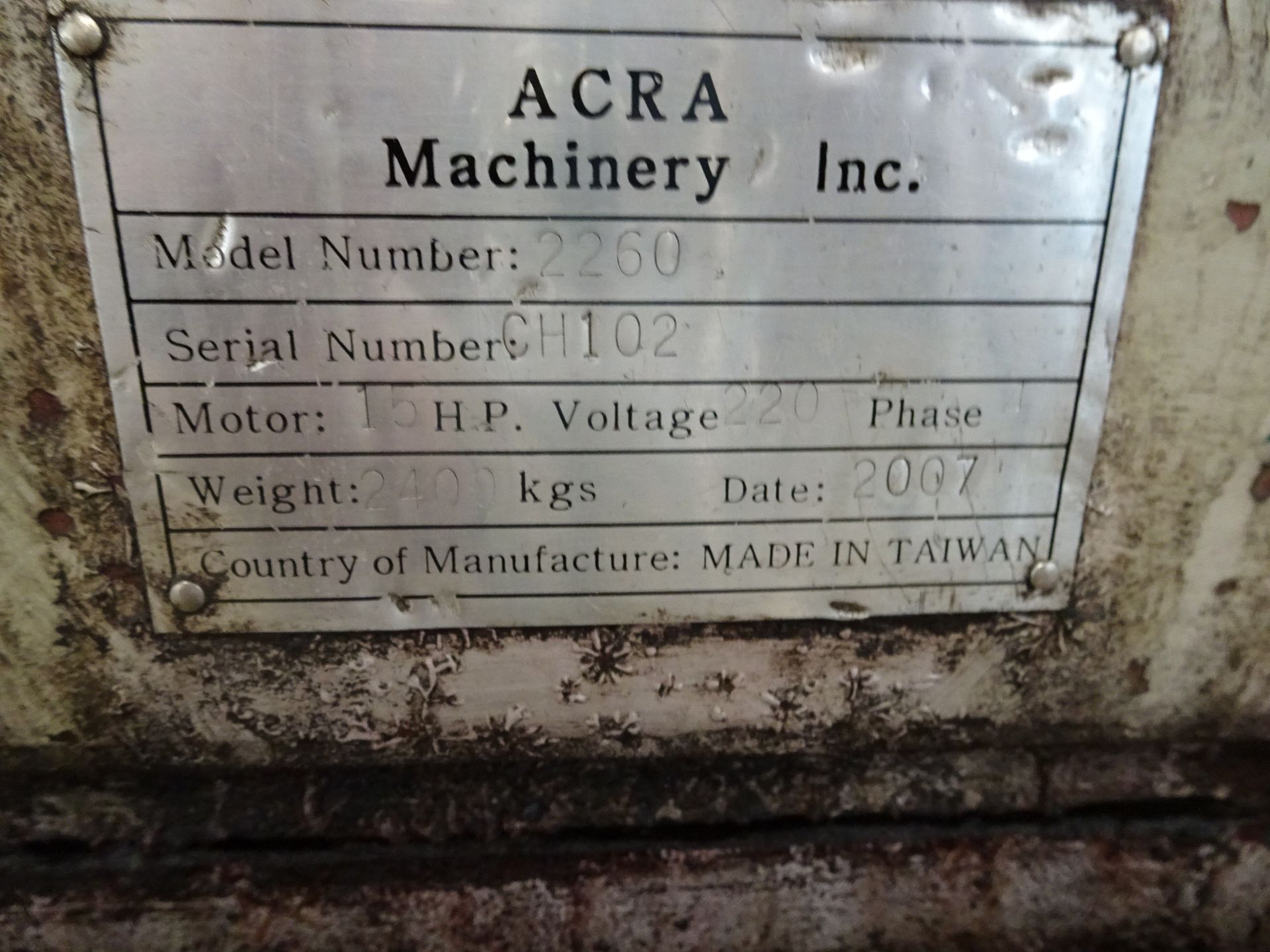 22" x 60" Acra 2260 Engine Lathe - Image 6 of 6