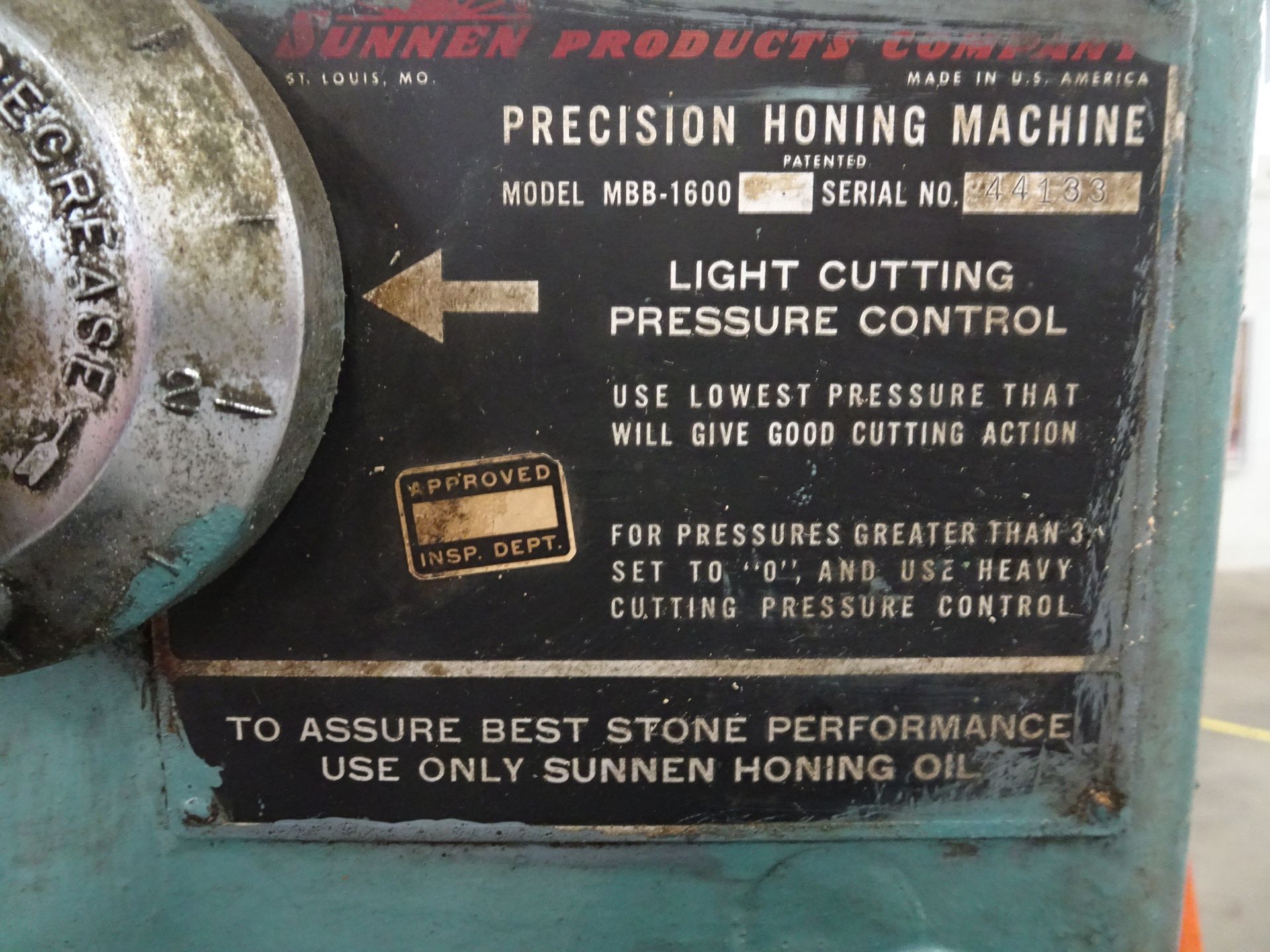 Sunnen Model MBB-1600 Horizontal Honing Machine - Image 3 of 3