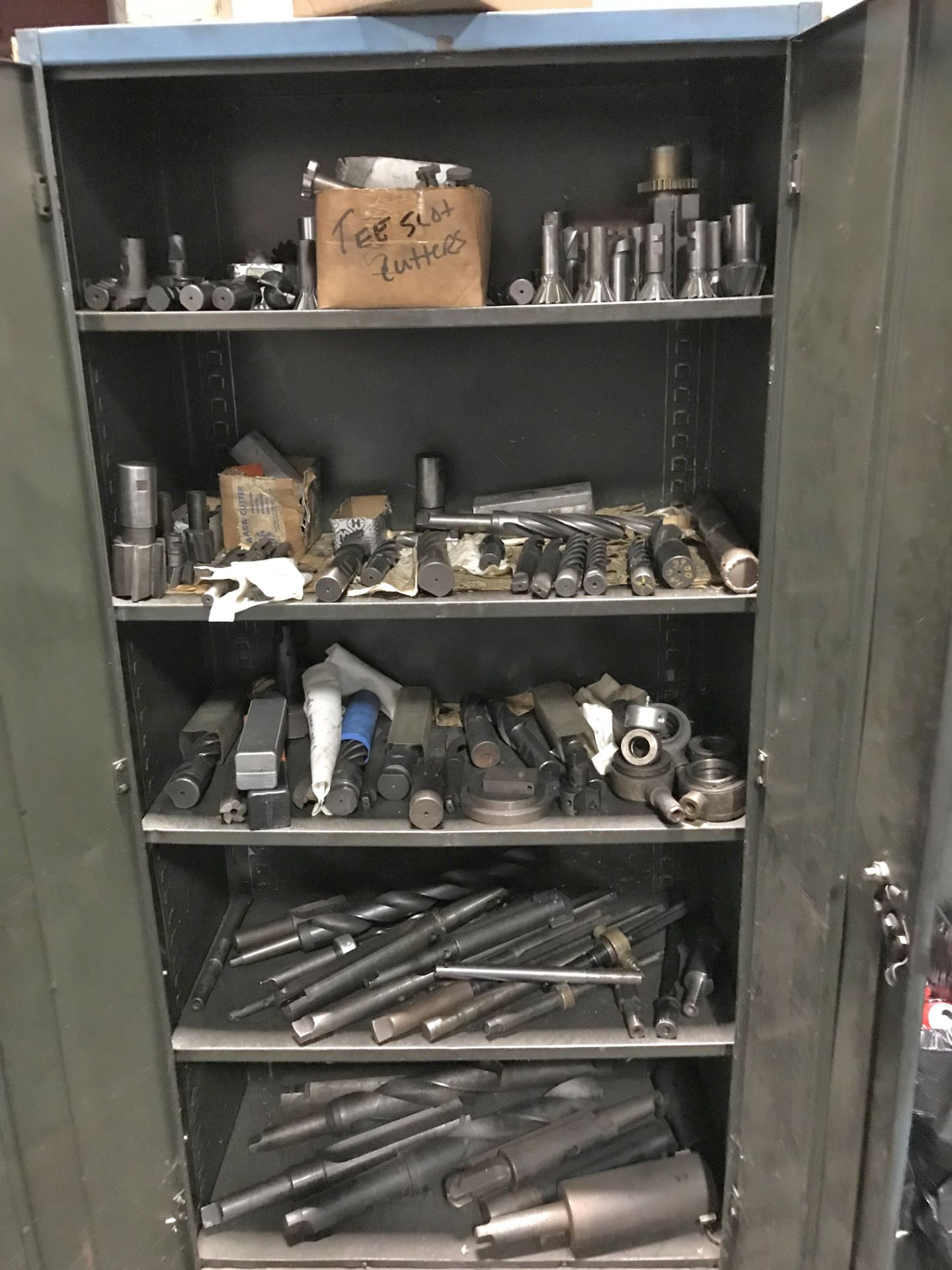 2-Door Steel Cabinet with Boring Bars, Drill Bits, Shell Mills, and Misc. Tooling - Image 2 of 5