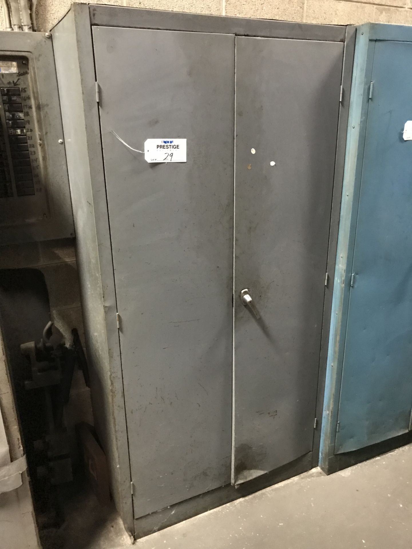 Two Door Steel Cabinet with Contents