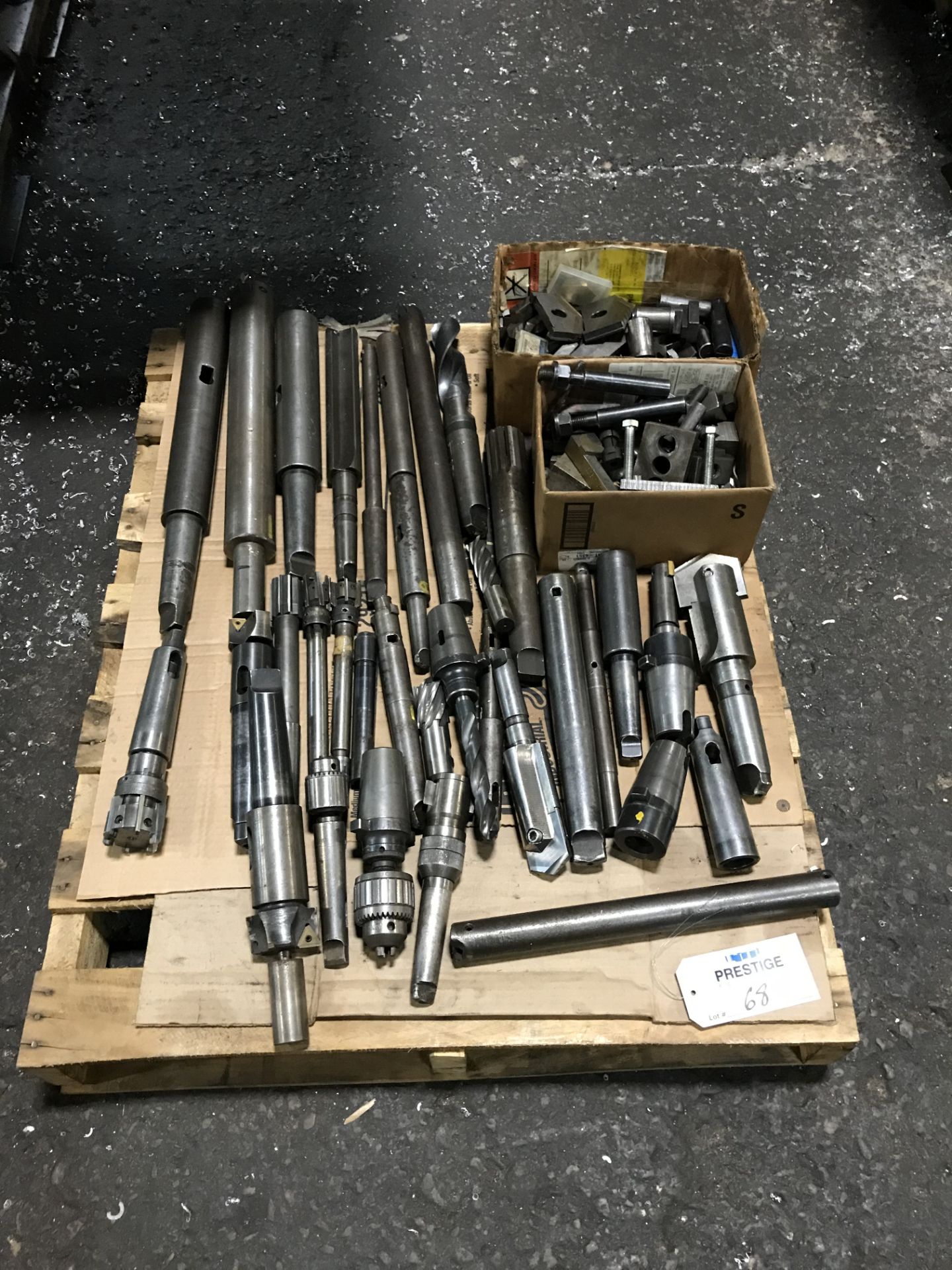 Skid of Assorted Boring Bars, Tool Holders, Drill Bits and Tooling