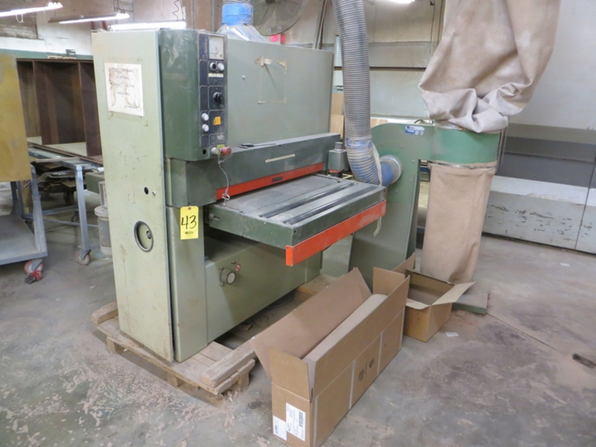 SCMI UNO CS 37" WIDE BELT SANDER, S/N 16188, BUTTONS NEED REPAIR, W/HOLZMA DUST COLLECTOR