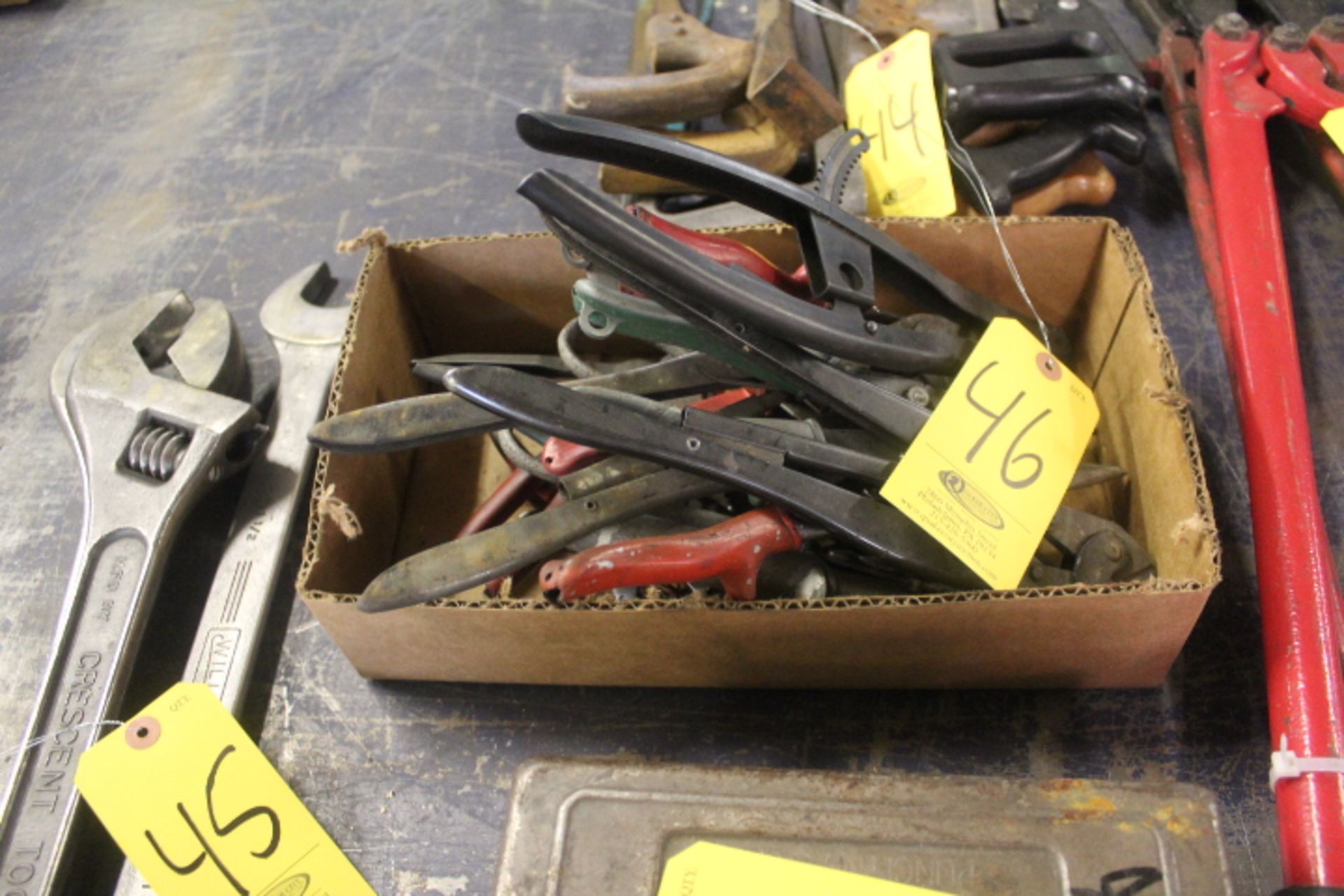 ASST. SHEARS, CRIMPERS, SNAP RING PLIERS ETC.