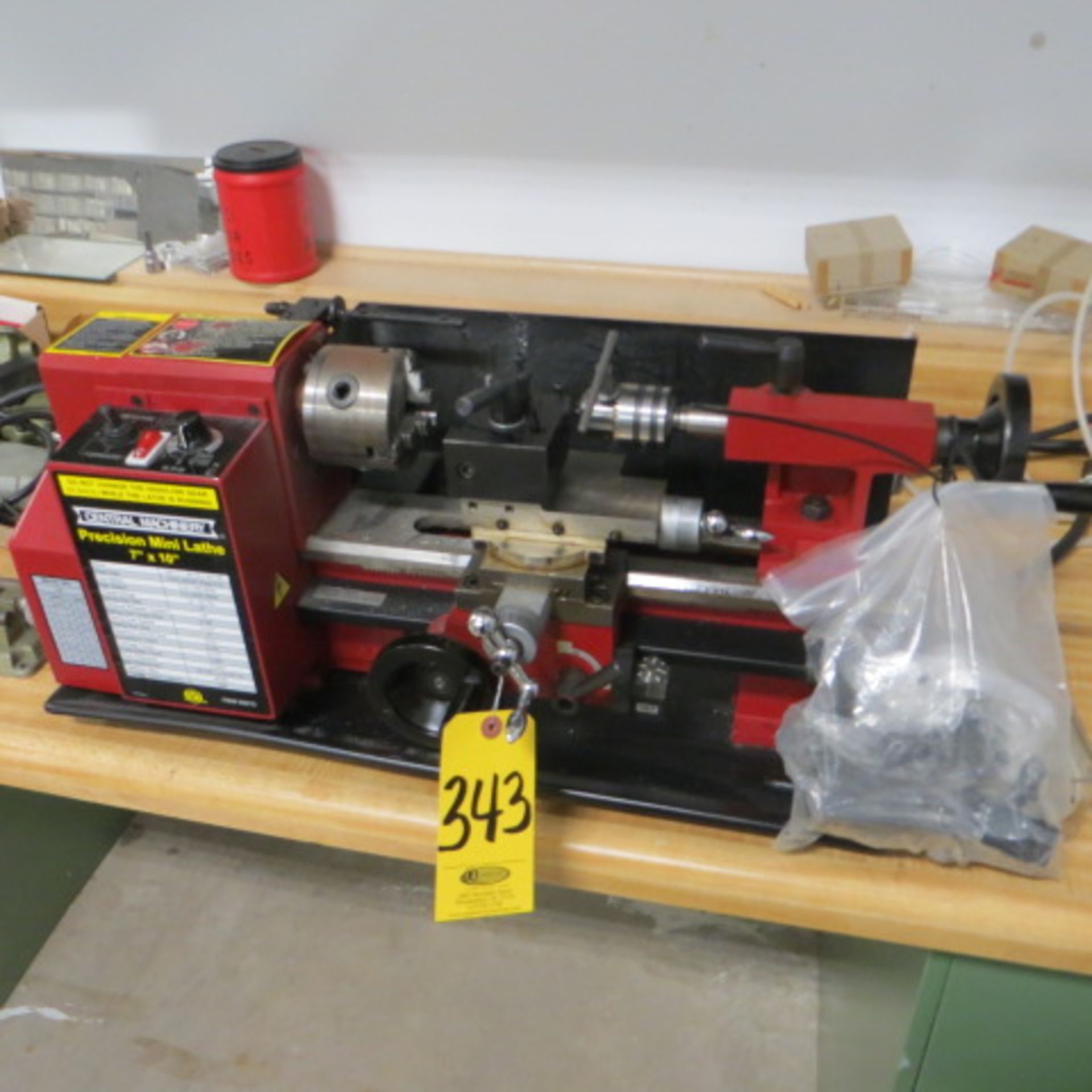 CENTRAL MACHINERY 7 X 10 MINI LATHE WITH TOOL POST, HOLDERS AND ACCESS