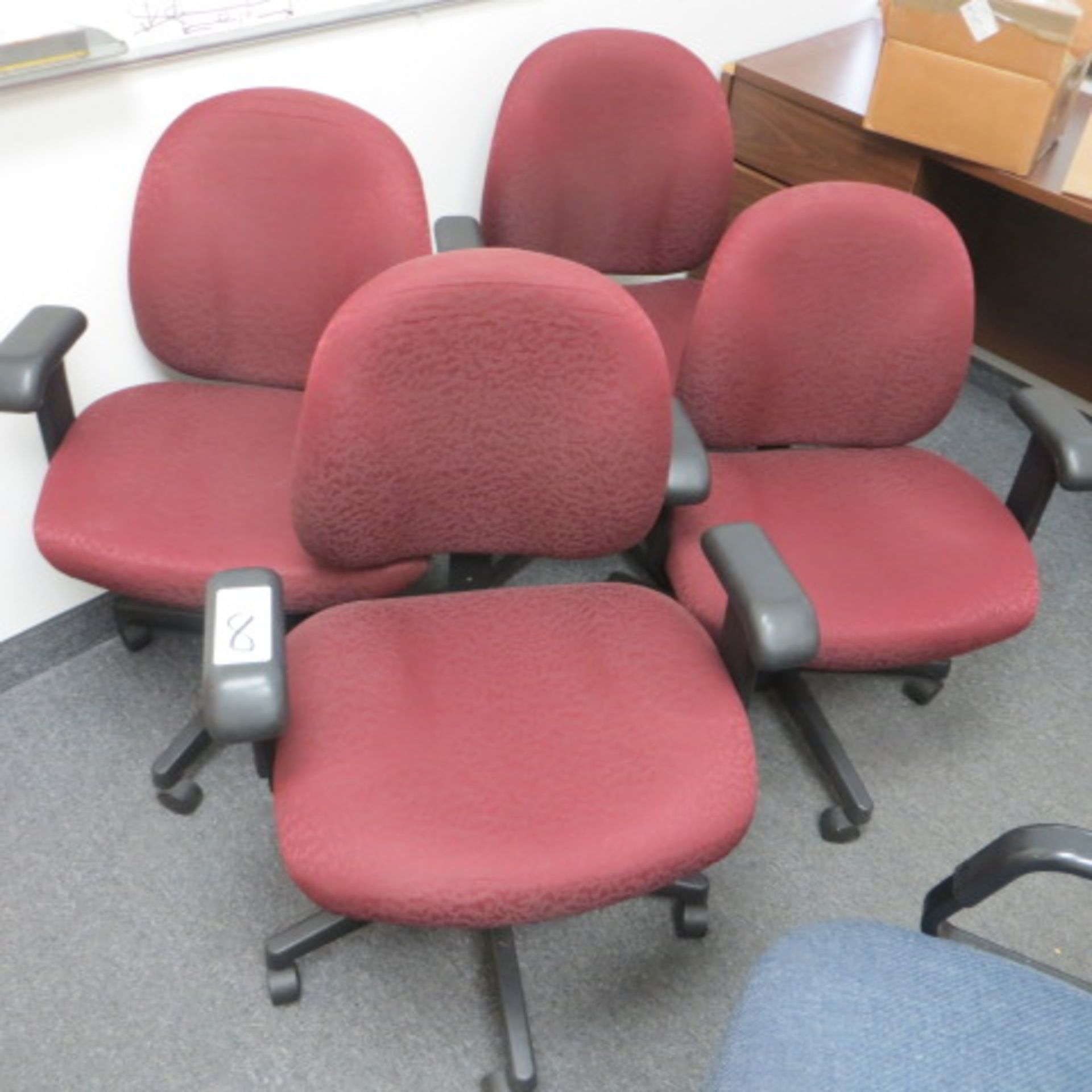 4 BURGUNDY PRINT MGMT DESK CHAIRS