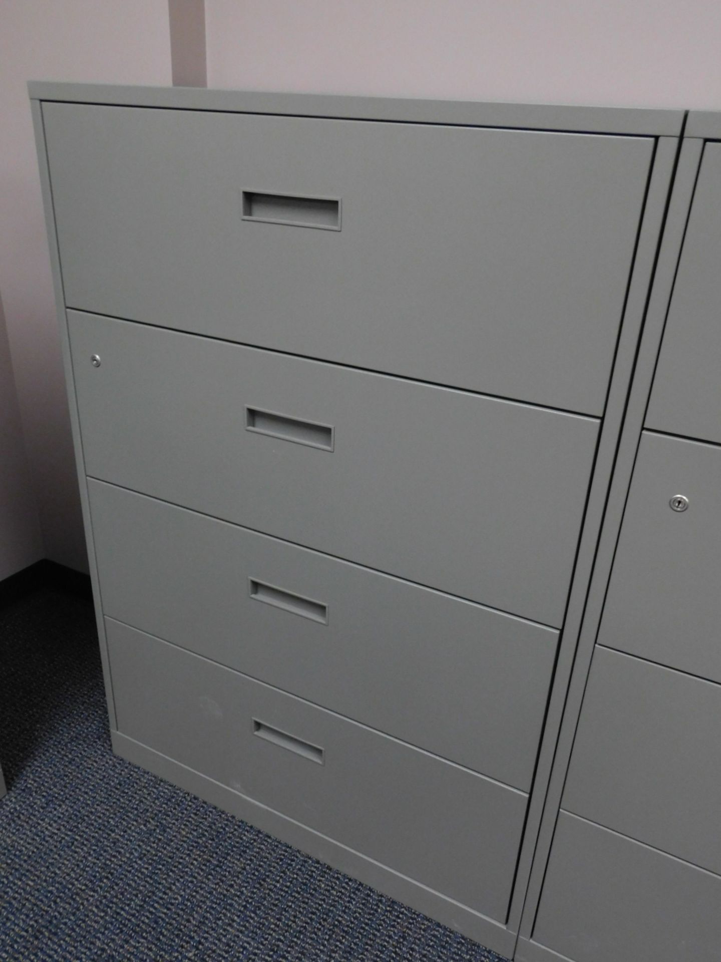 STEELCASE 4 DRAWER A GRADE LEGAL OR LETTER SIZE LATERAL FILE CABINET - 36" SIDE - LOCKING WITH