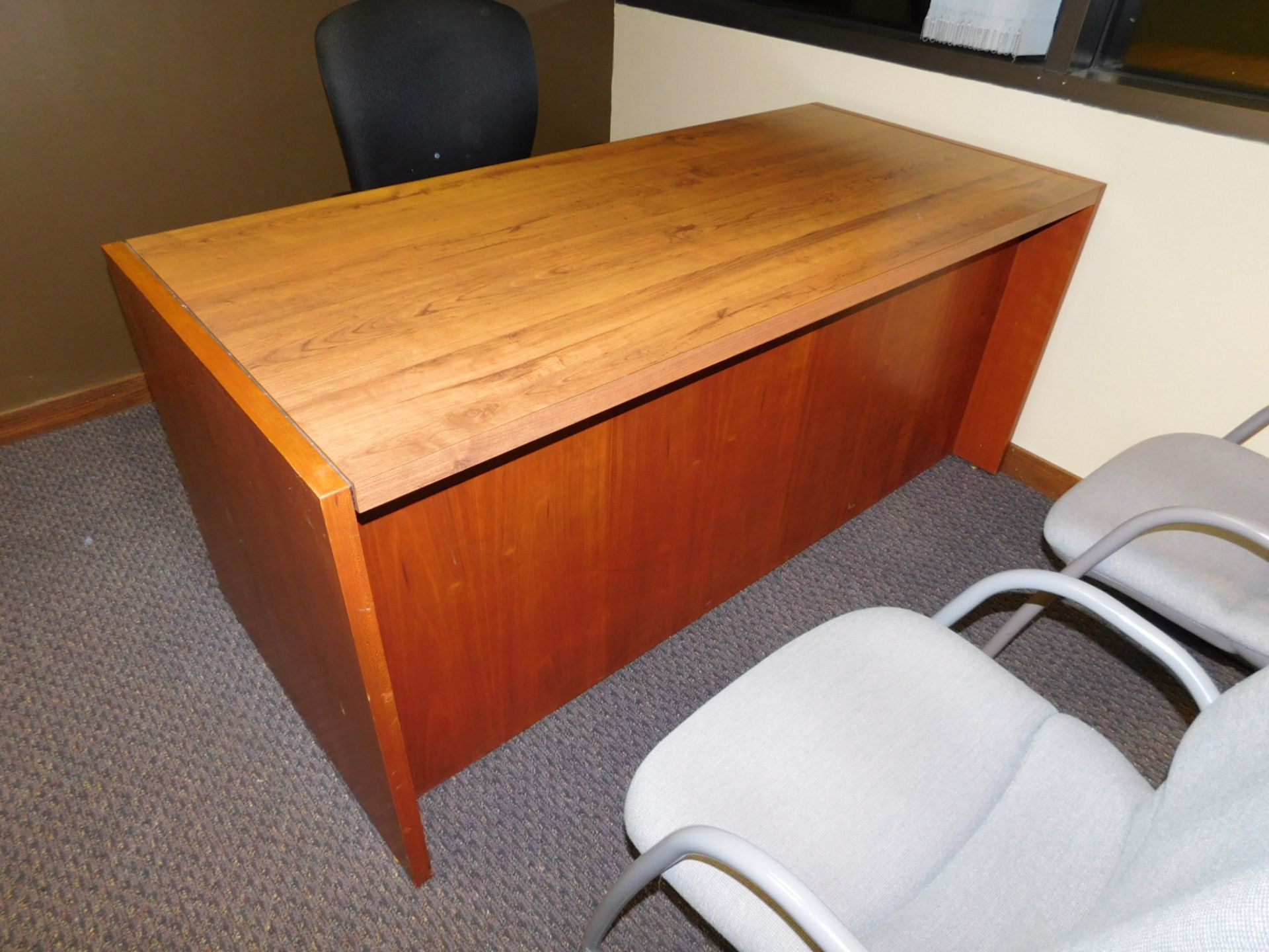 OSI 36" X 72" CHERRY WOOD DOUBLE PEDESTAL EXECUTIVE DESK - VERY HEAVY - SOLID DESK - OVER $3,100