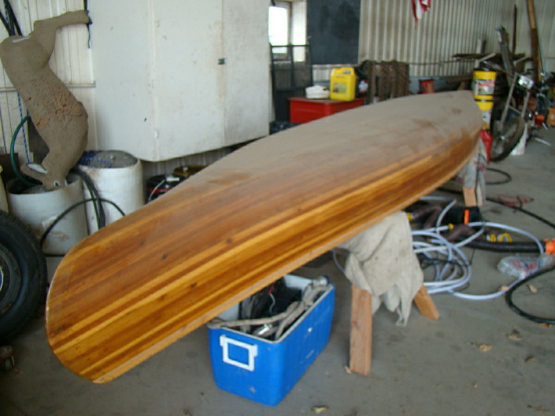 Wooden canoe, Western Cedar Strip, fiberglass cloth oak seats;