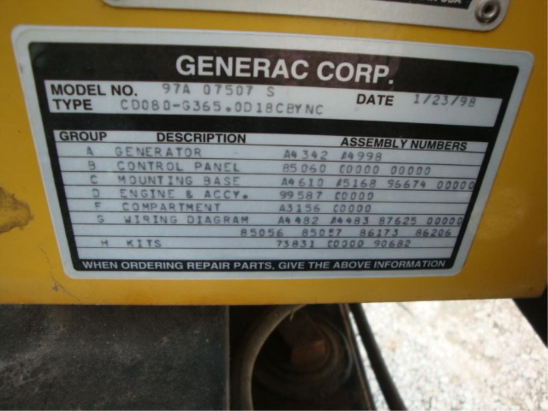 1998 Generac Olympian Generator diesel 5.0Ltr342hrs, model 97A07507-S serial 2039267 volts 120/ - Image 12 of 40