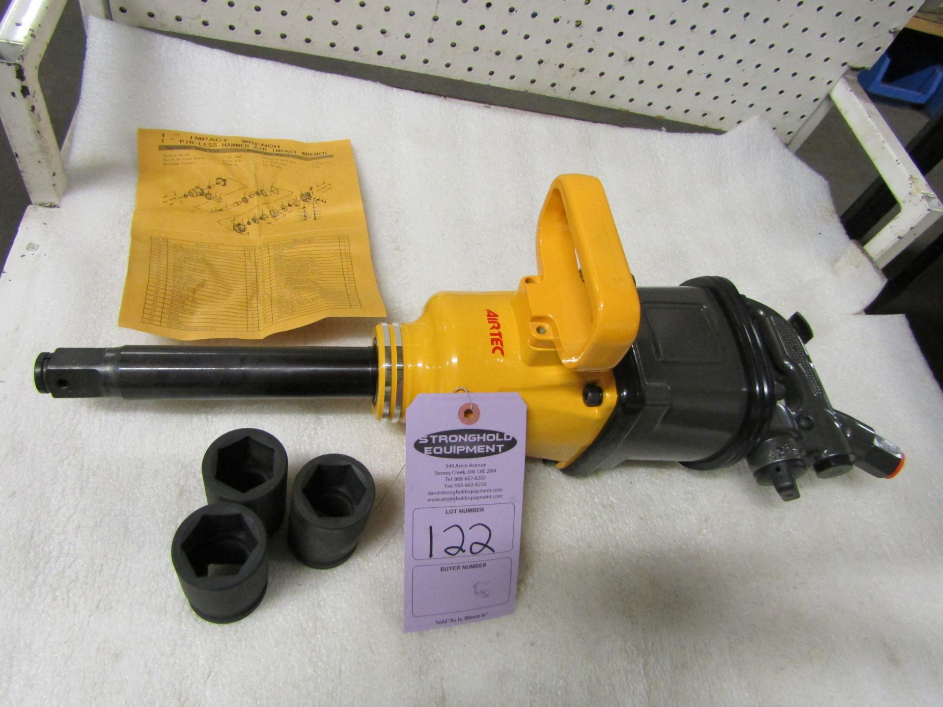 Airtec Extended Reach 1" Drive Air Impact Wrench - MINT UNUSED impact gun complete with sockets in