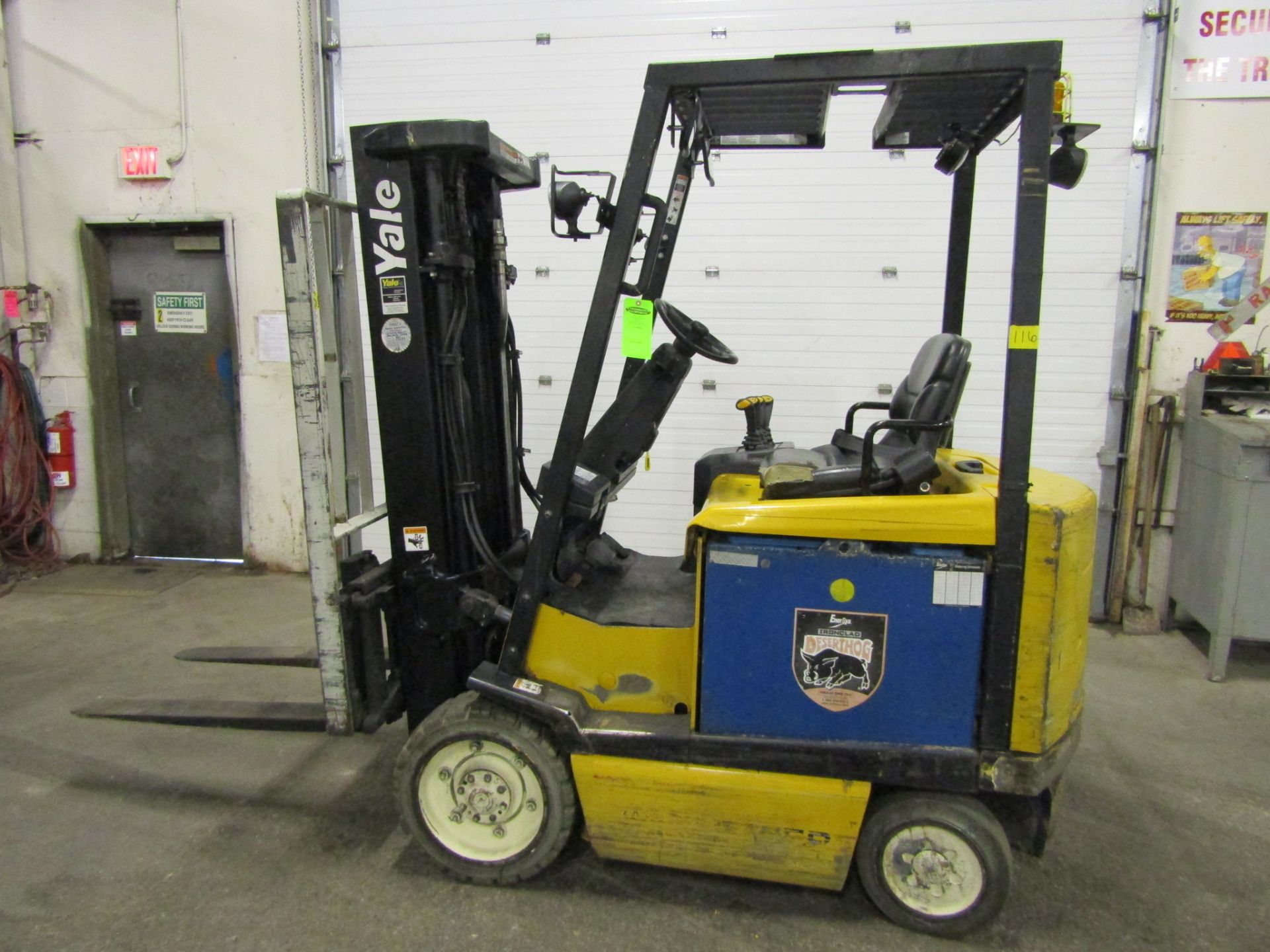 2008 Yale 5000lbs Capacity Forklift - Electric unit with 3-stage mast & sideshift with Charger