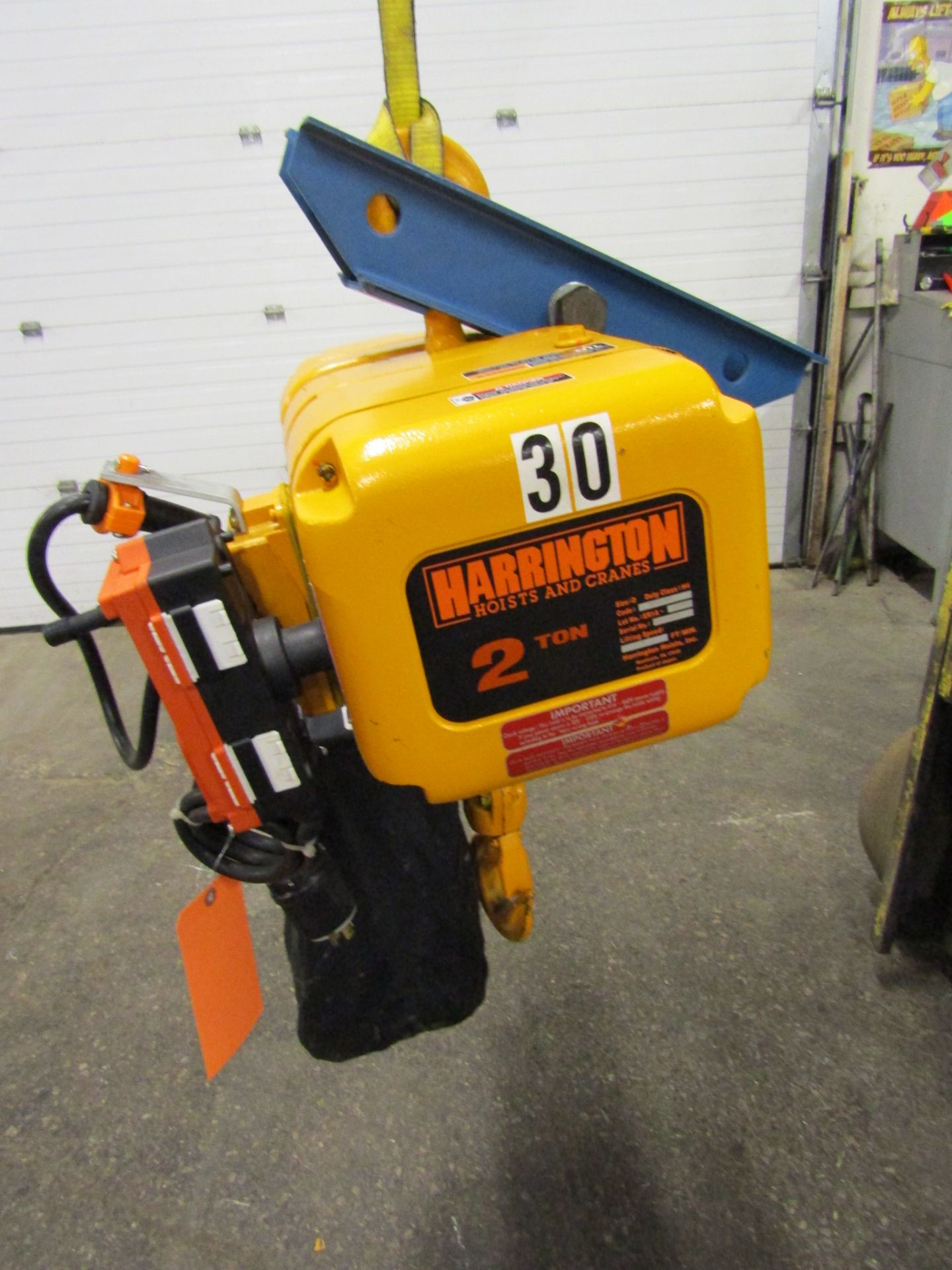 Harrington 2 Ton Electric Chain Hoist model 4H - 2000kg / 4000lbs lift capacity with trolley