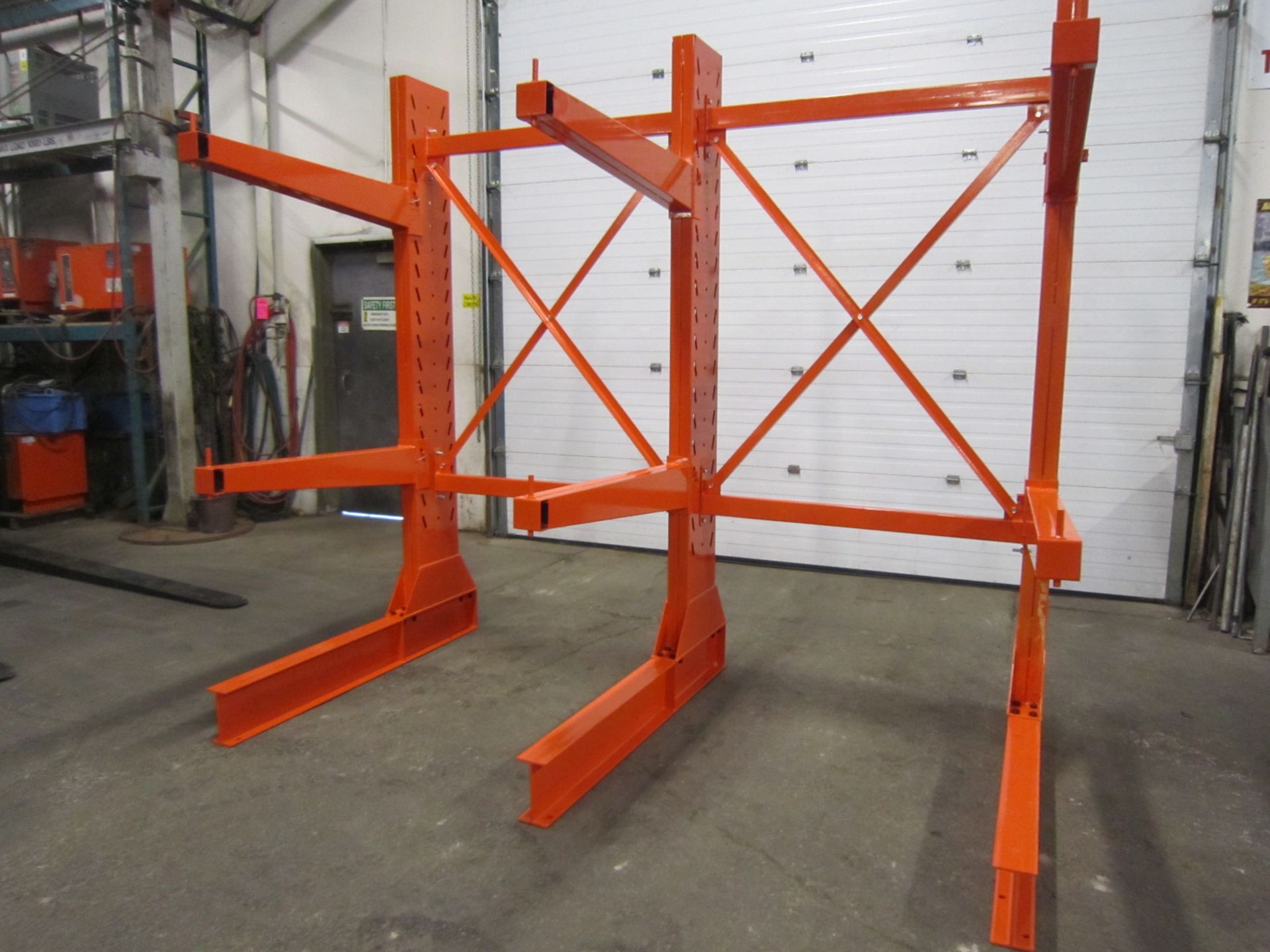 Lot of Heavy Duty Cantilever Racking - 3 full sections complete with SIX 4' arms - 100" tall units