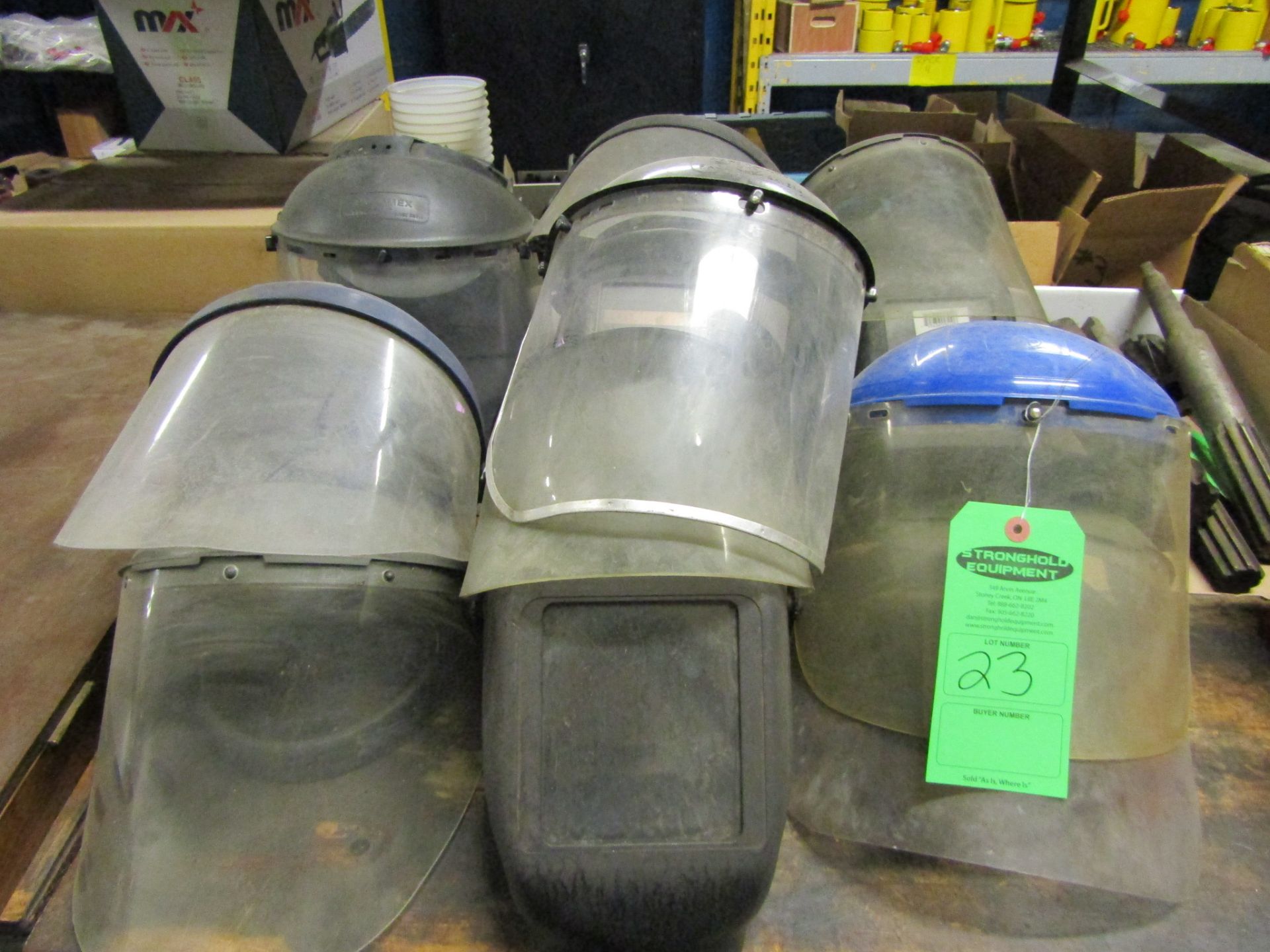 Lot of welding and protective masks / helmets