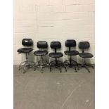 Lot of (5) Adjustable Height Lab Chairs