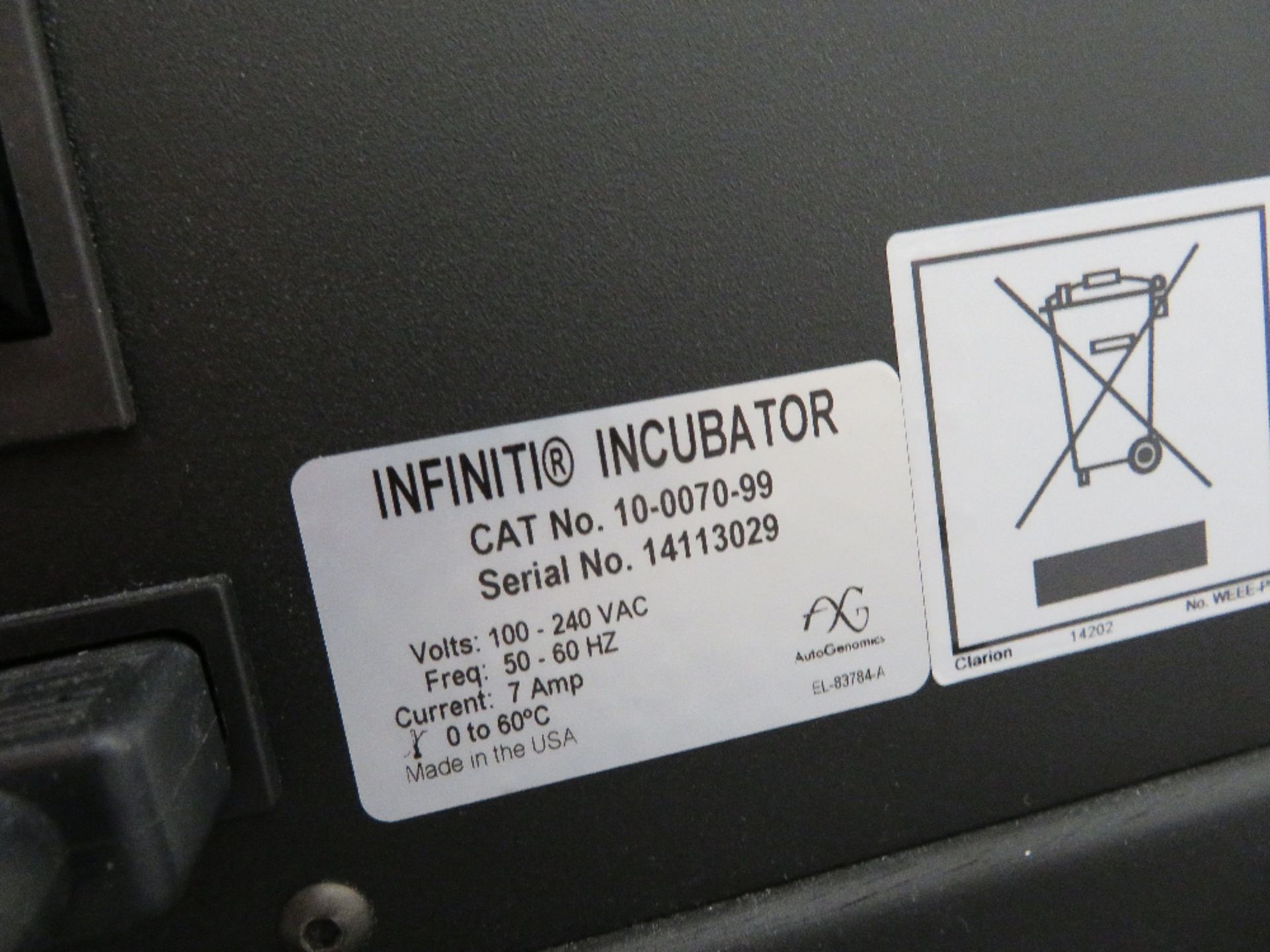 AutoGenomics Infinity Incubator (Cat No 10-0070-99) SN#14113029 includes APC Power Backup Unit - Image 4 of 4