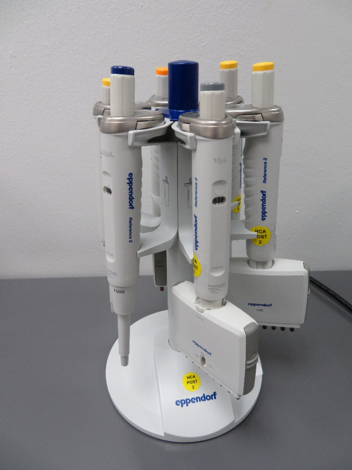 Eppendorf pipettes on carousel (3) 8 channel multichannel pipettes (3) Single channel pipettes