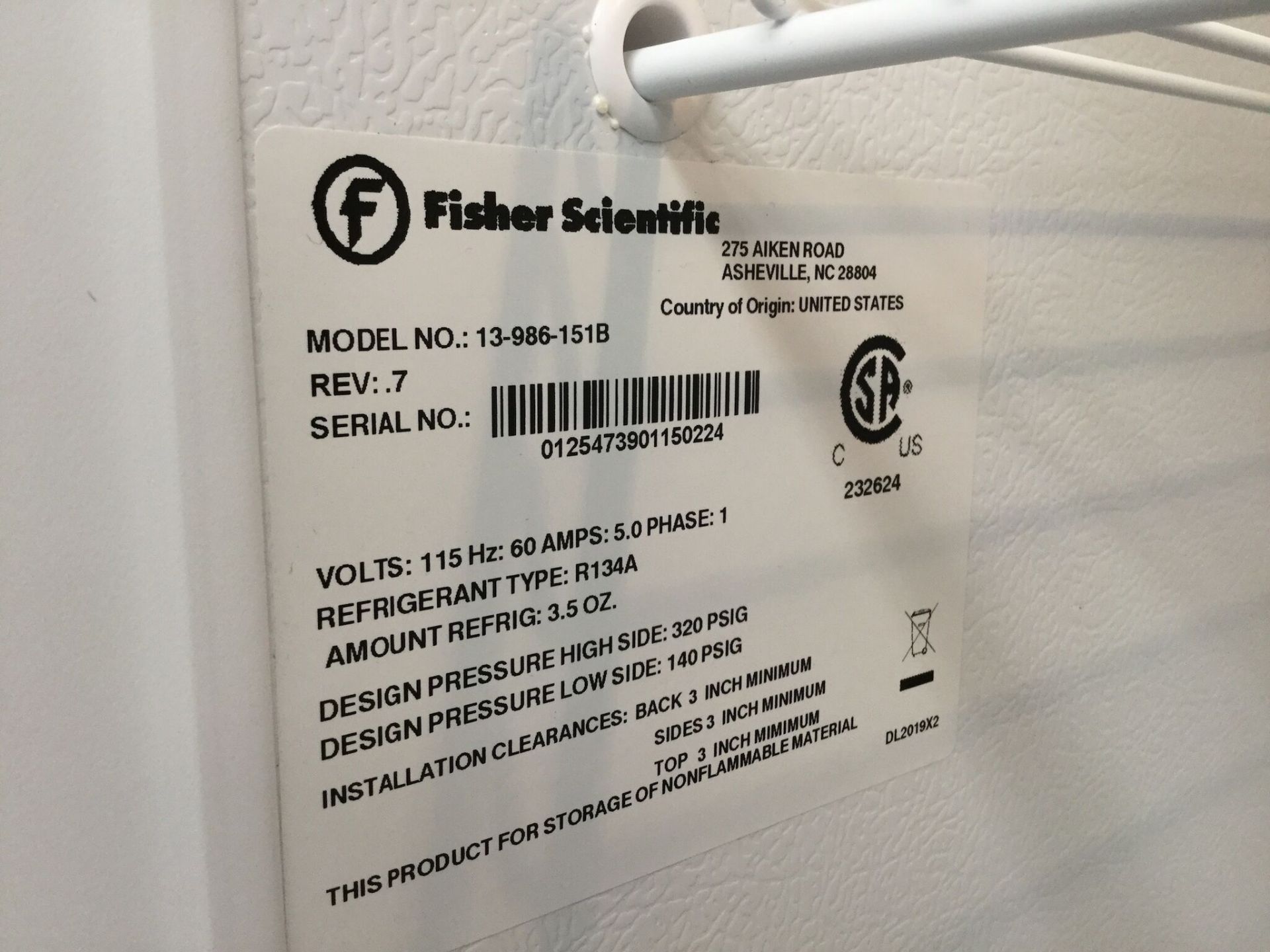 Fisher Scientific Model 13-986-151B Laboratory Refrigerator - Image 3 of 3