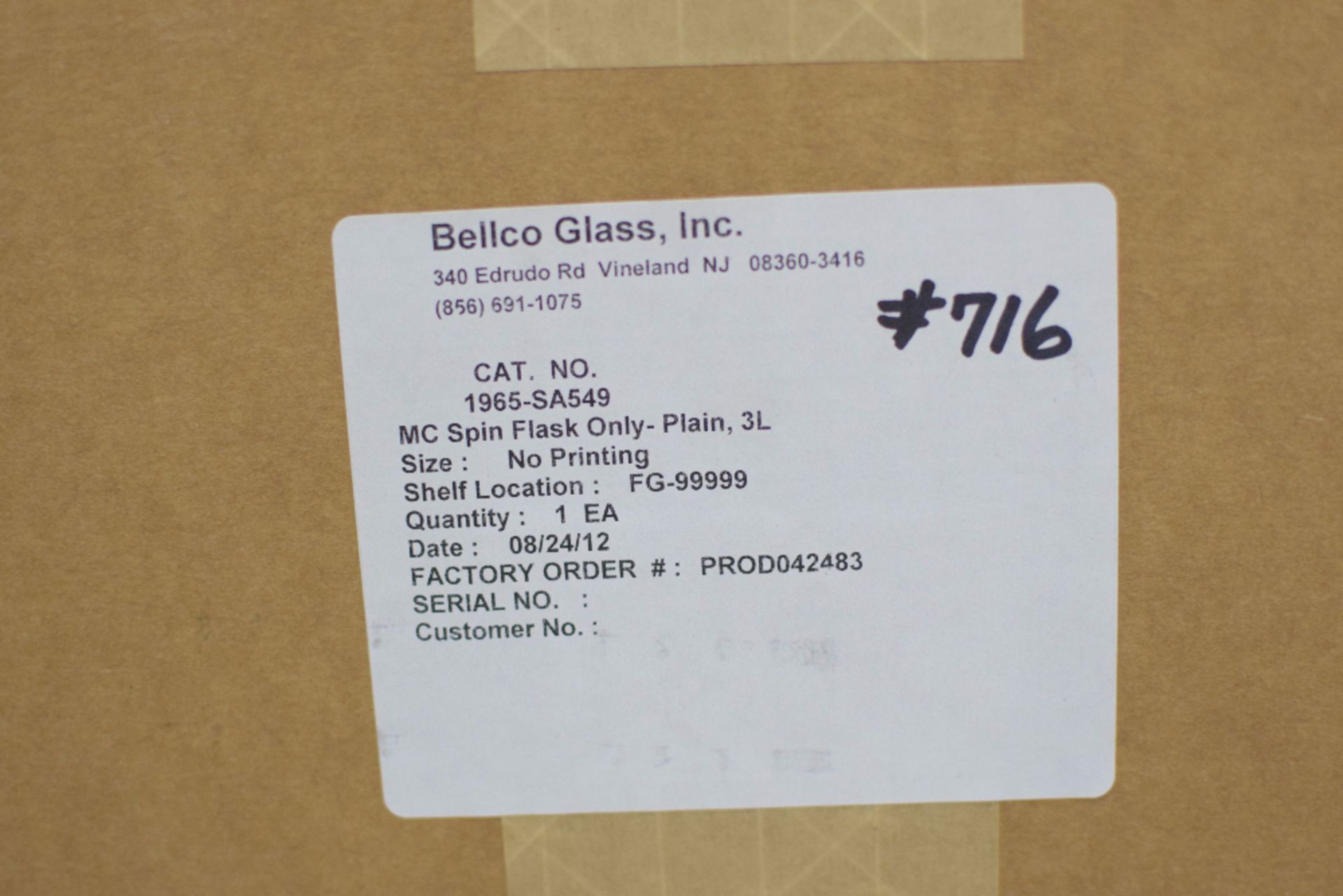 Lot of (7) Bellco Glass 3L MC Spin Flask Only - Image 2 of 2