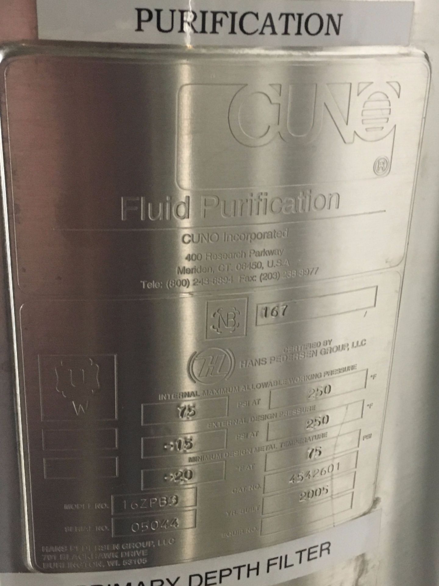 Fluid Purification 16ZPB3 Stainless Steel Filter Housing - Image 2 of 2