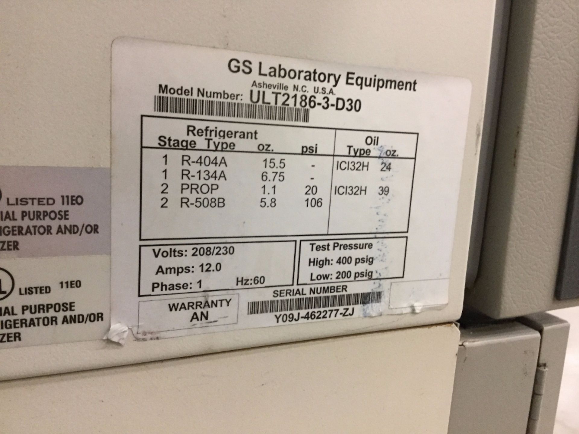 GS Labs Revco ULT2186-3-D30 Ultra Low Temp Freezer - Image 4 of 4