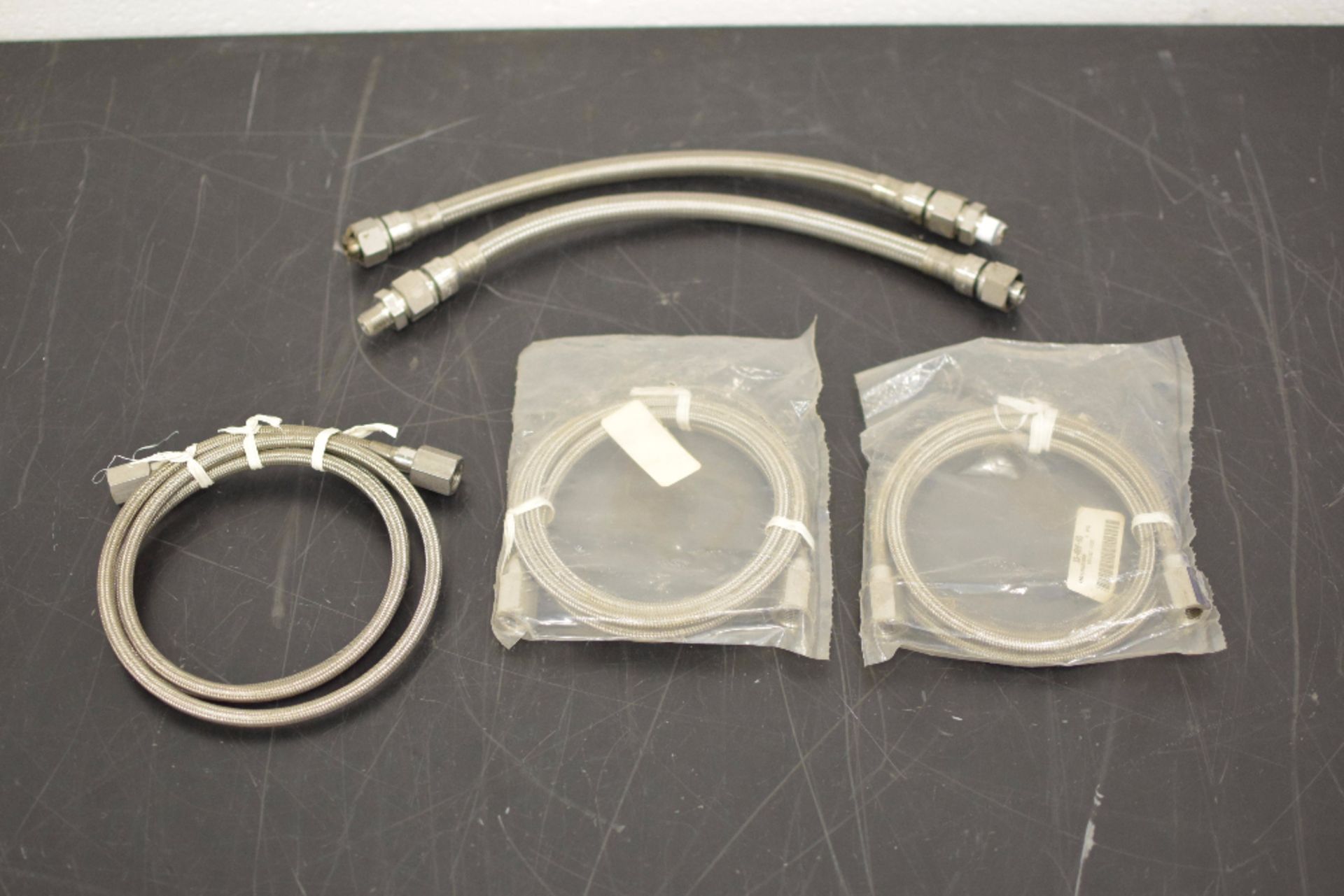 Lot of (5) Stainless Steel Braided Hoses