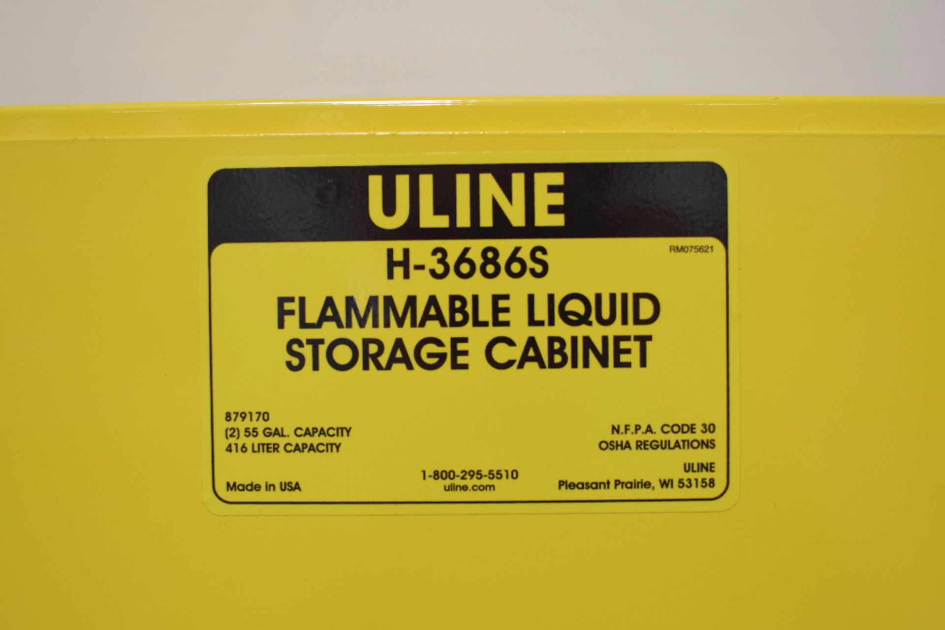 ULINE 110 Gallon Flammable Drum Storage Cabinet - Image 3 of 3