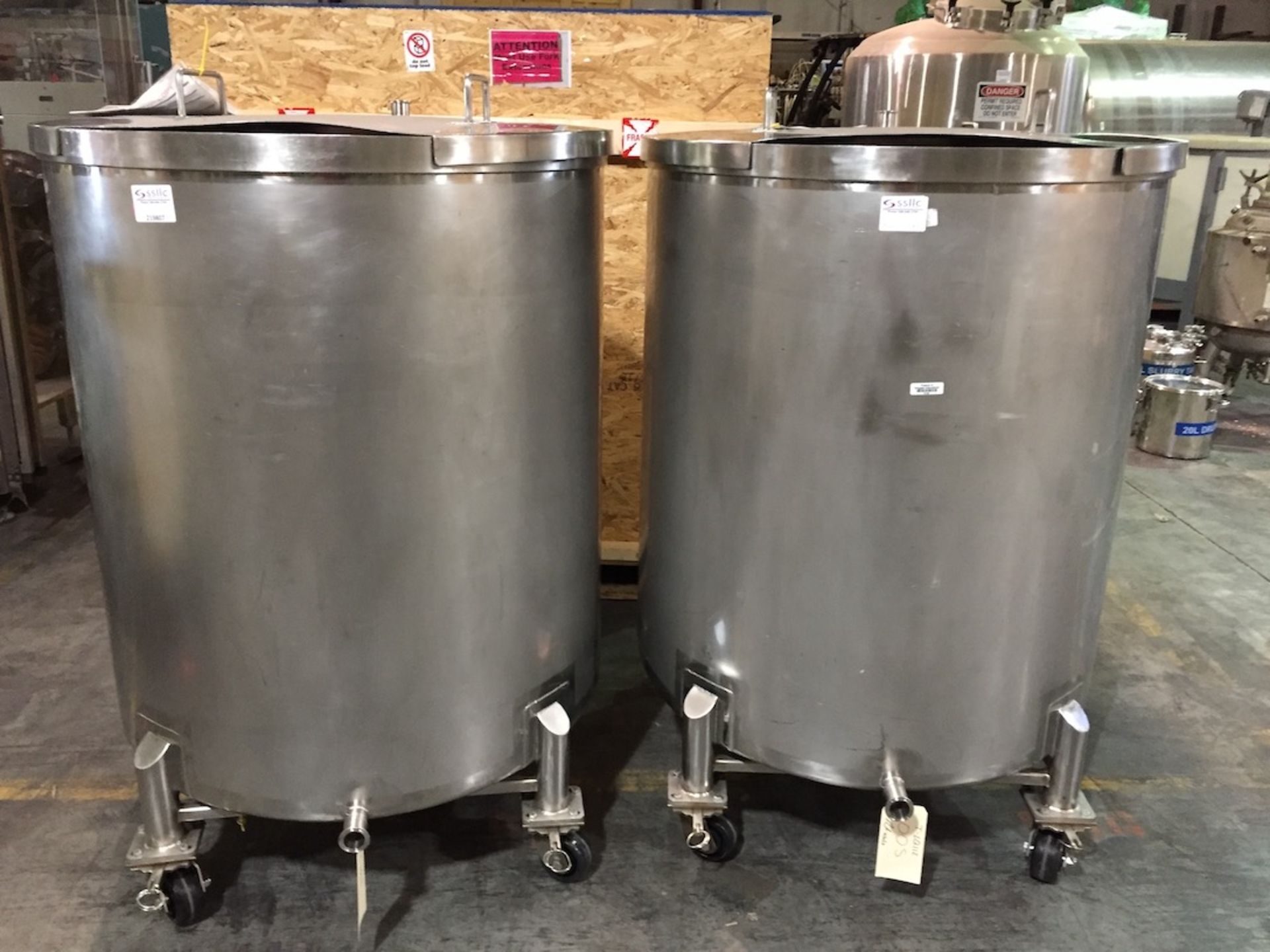 Lot of (2) Portable Stainless Steel Tanks