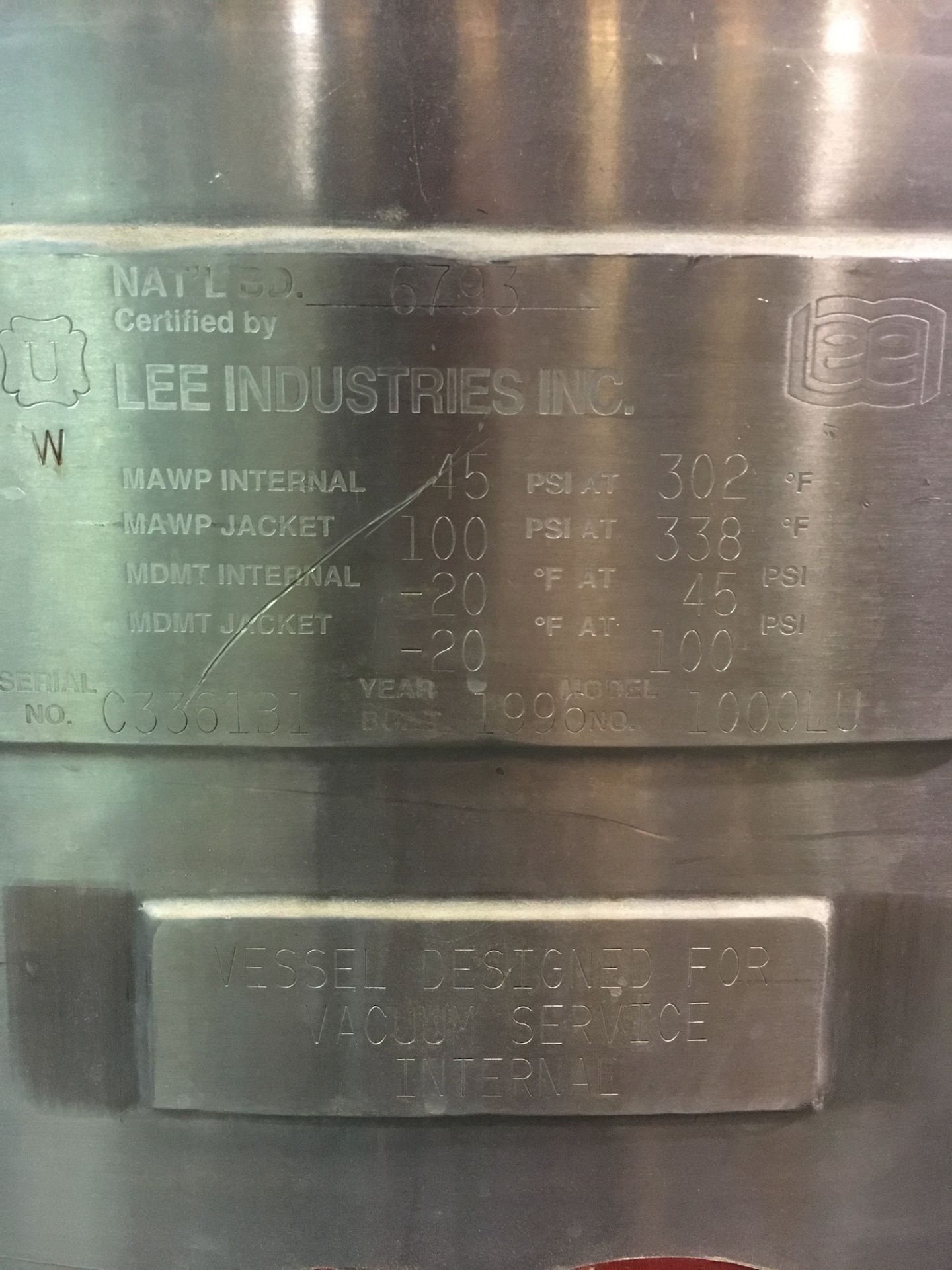 Lee Industries 1000 Liter Portable Stainless Steel Jacketed Vessel - Image 2 of 4