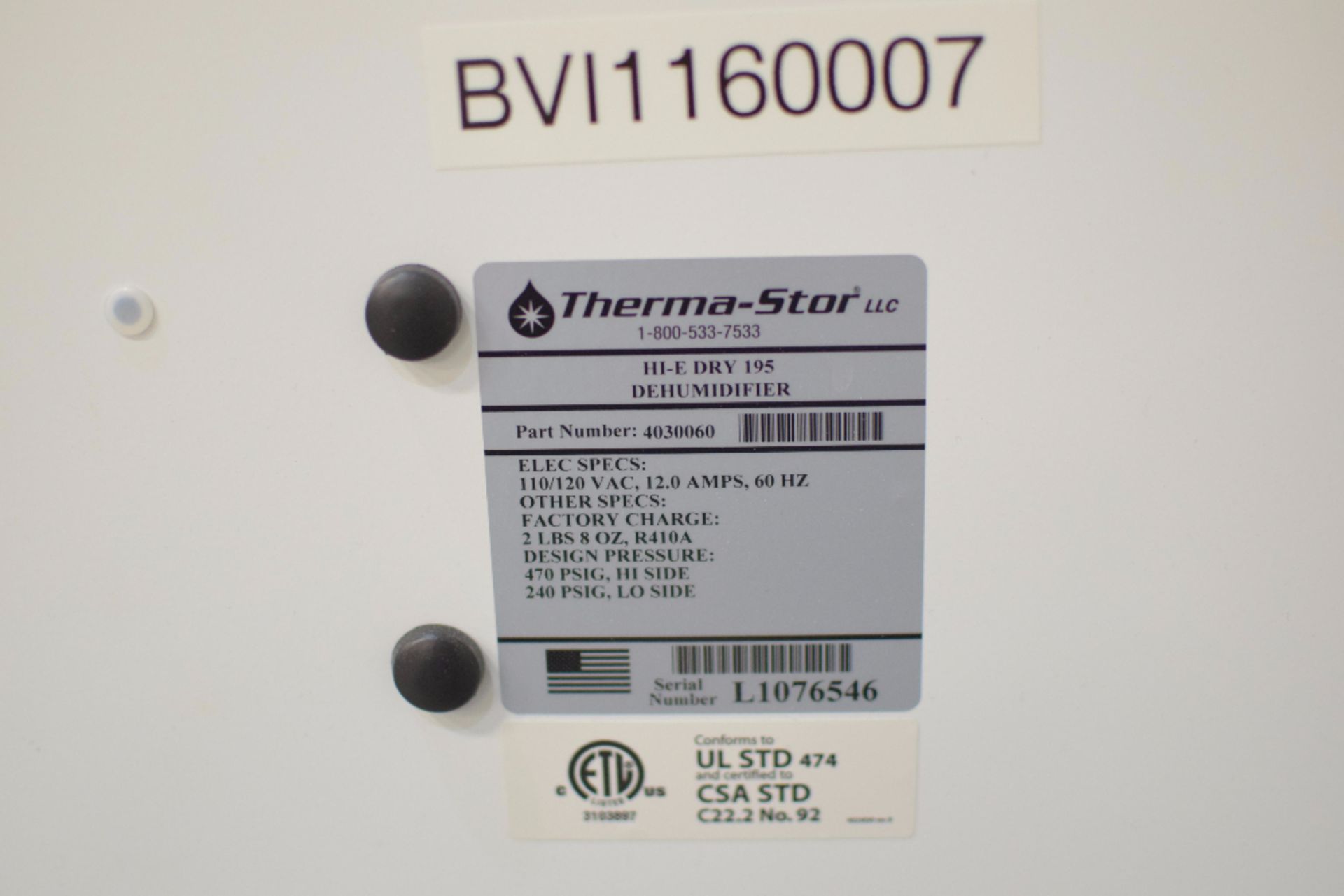 Therma-Stor HI-E Dry 195 Dehumidifier - Image 3 of 3