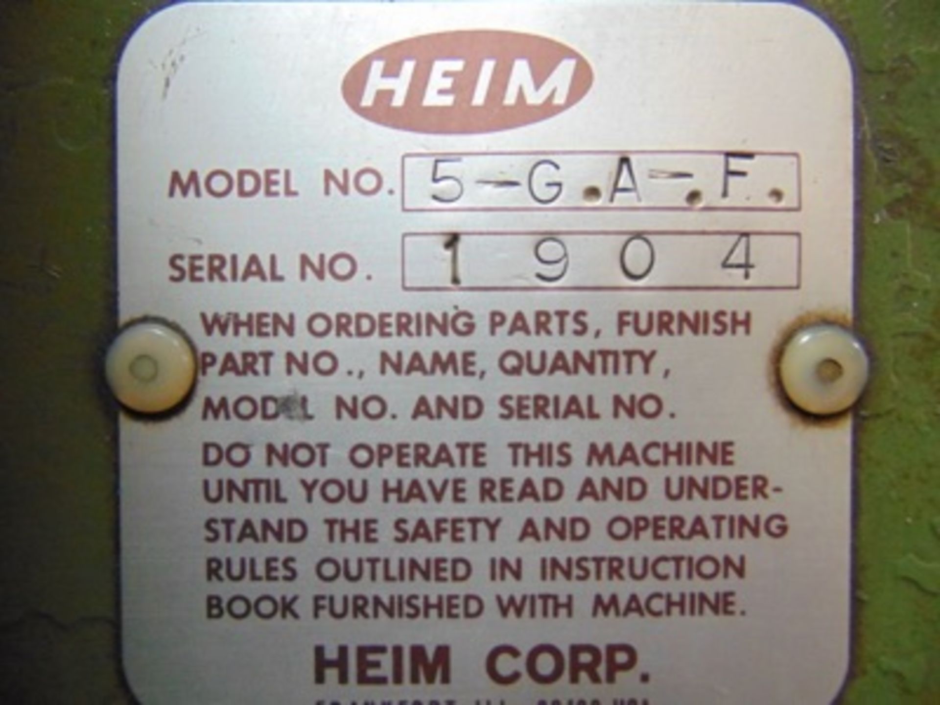 Heim mod. 5-G-A-F, Gap Frame Type Punch Press50 Ton, 3" Stroke, 18" Shut Height, 4" Adj, 11" Throat, - Image 3 of 3