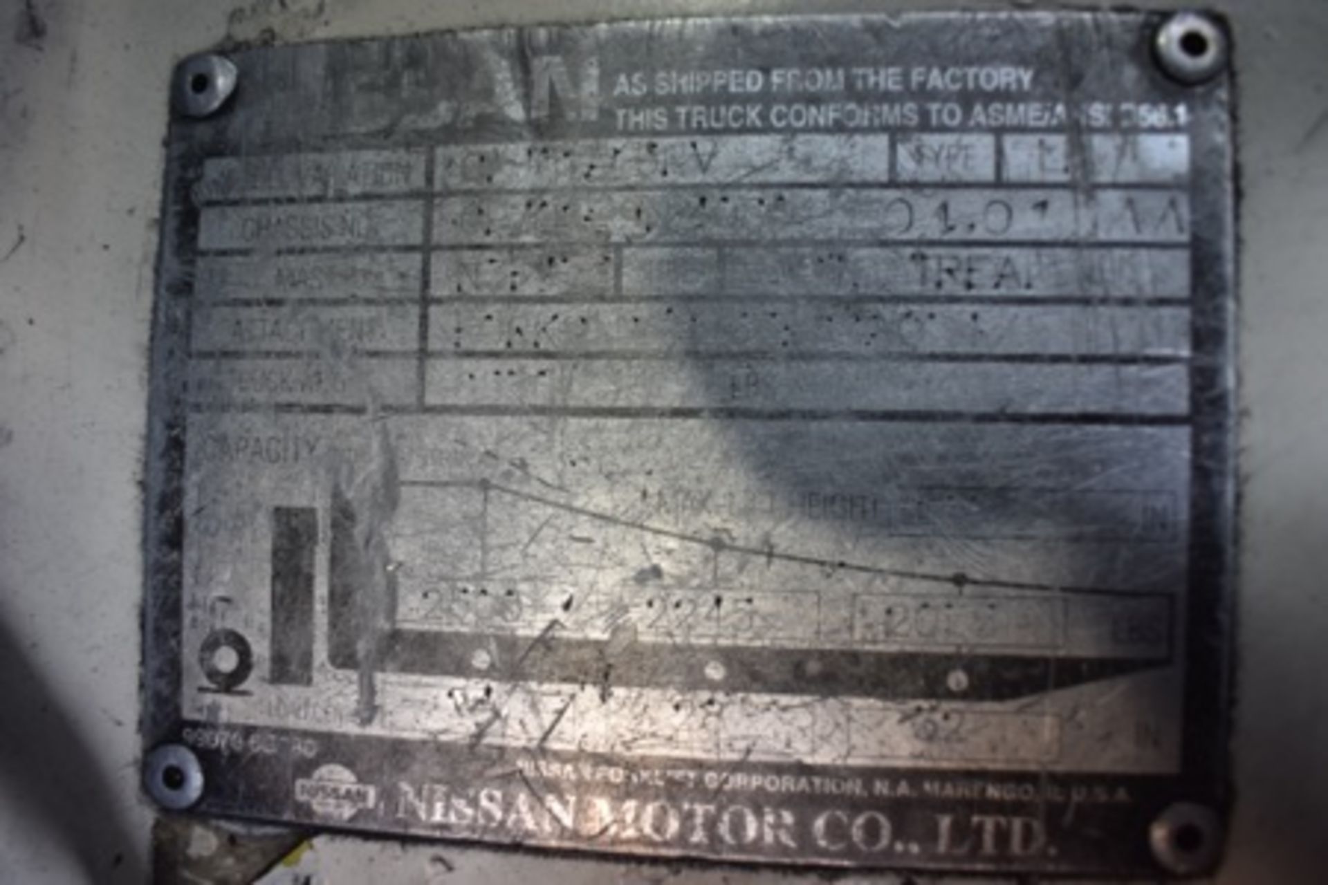 Nissan mod. n/a Forklift, LPG2500lb. Cap. 3-Stage Mast, Hard Tire, 9278 Hrs; S/N n/a - Image 4 of 4