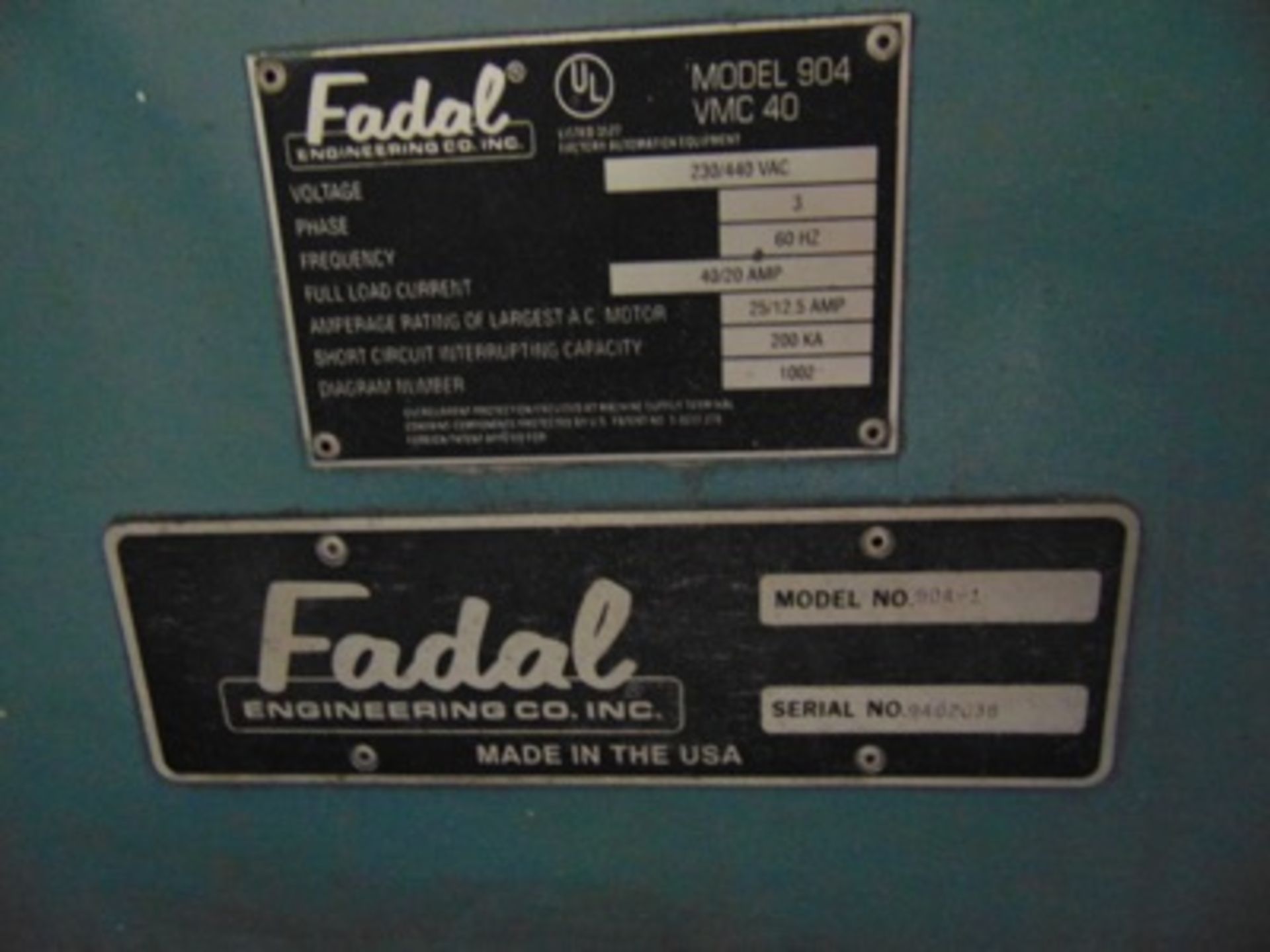 1994 Fadal mod. VMC40, CNC Machine CTRVertical 3-Axis Fadal CNC88HS Controls, 16" x 29.5" Table, - Image 5 of 5