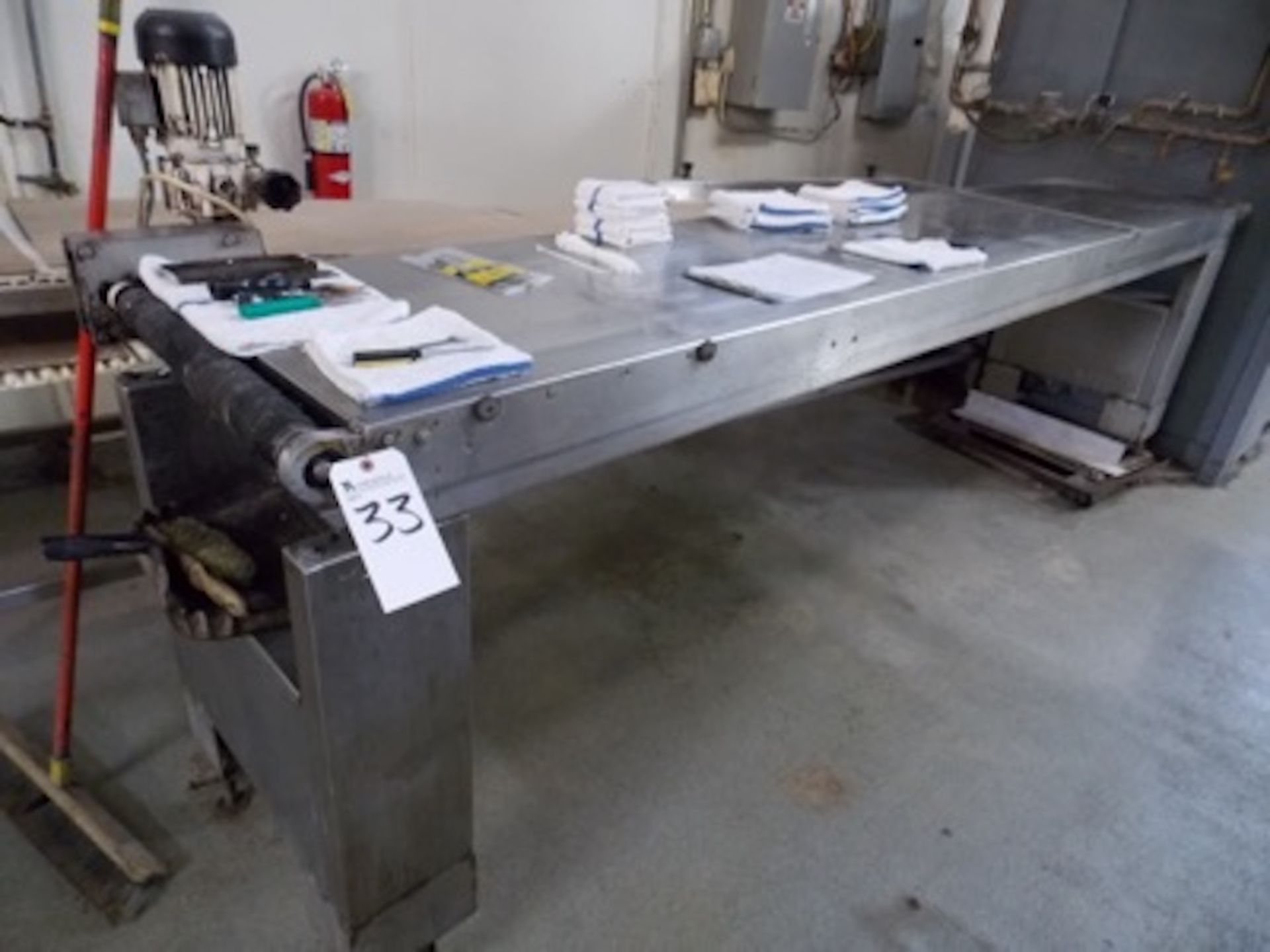 S.S. Frame Power Conveyor, 23"W x 142"L (Missing Belt)