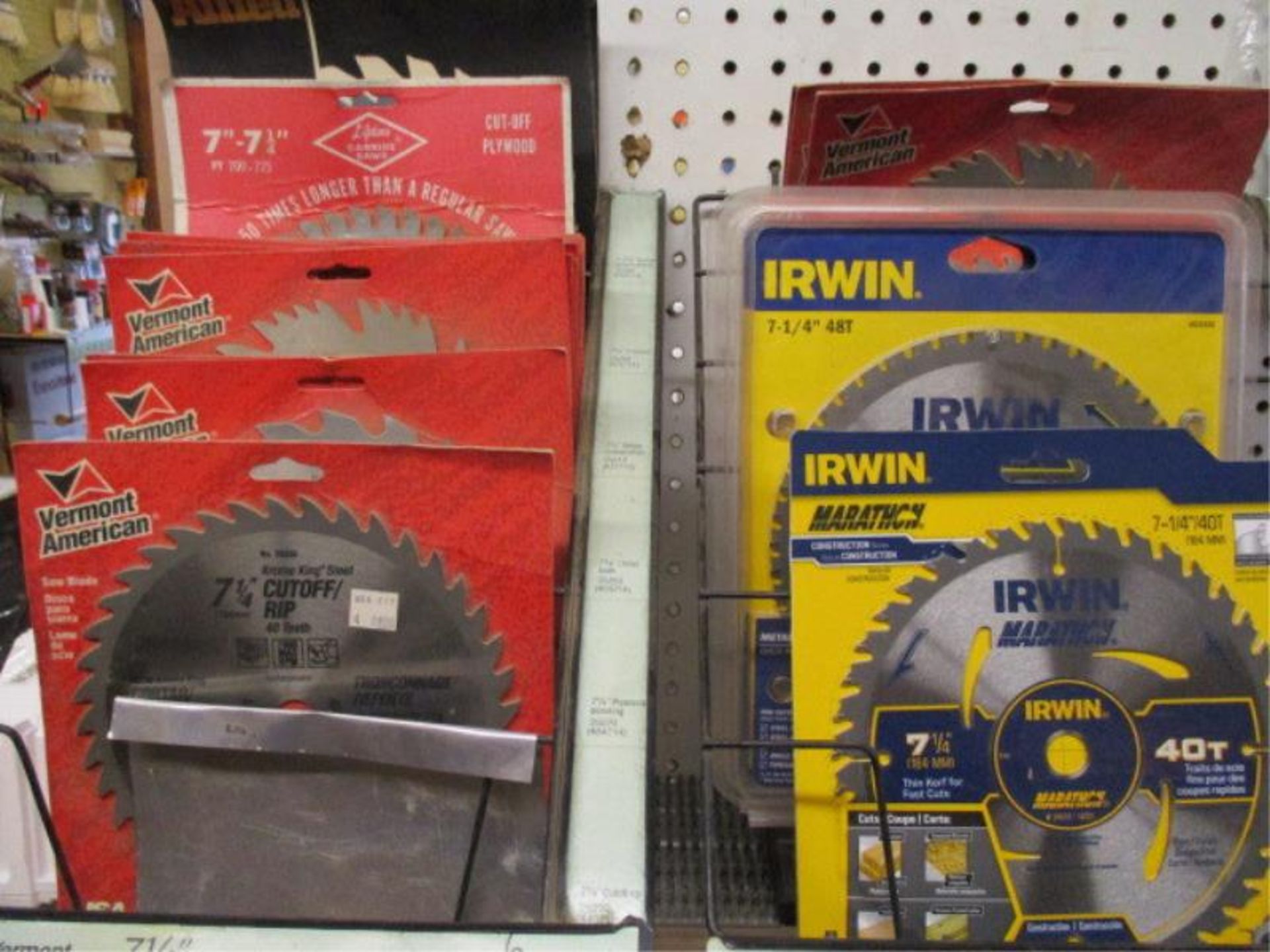 Peg Board / Shelf w/ Assorted Tape, Hand Saw, Coping Saw Blades, Circular Saw Blades, Hack Saw, Line - Image 3 of 10