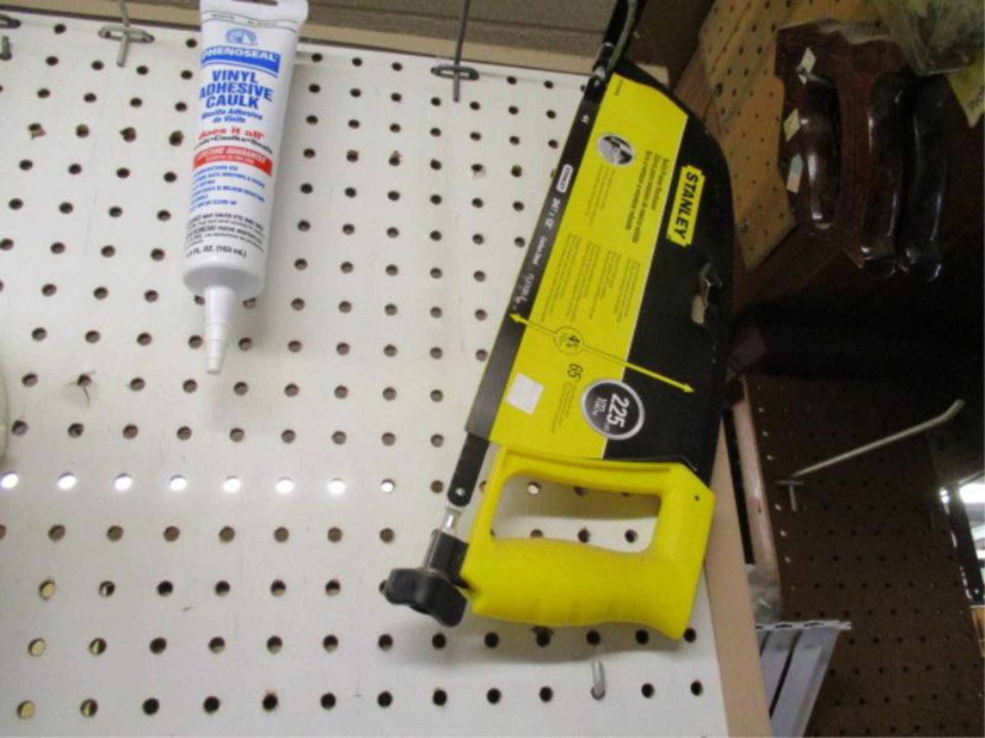 Peg Board / Shelf w/ Assorted Tape, Hand Saw, Coping Saw Blades, Circular Saw Blades, Hack Saw, Line - Image 8 of 10