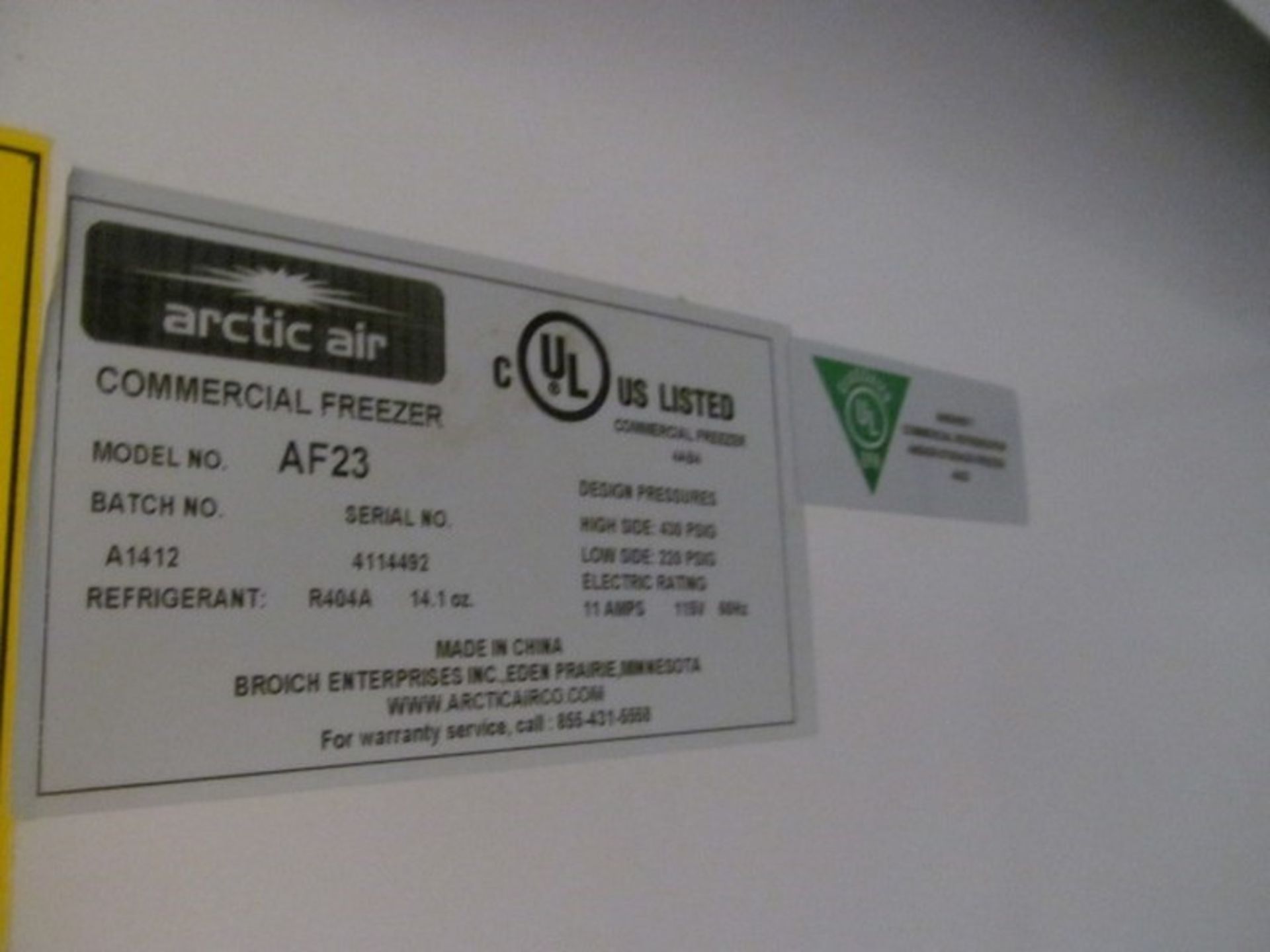 Artic Air Single Door Freezer, Model: AF-23, SN: 4114492 - Image 4 of 4