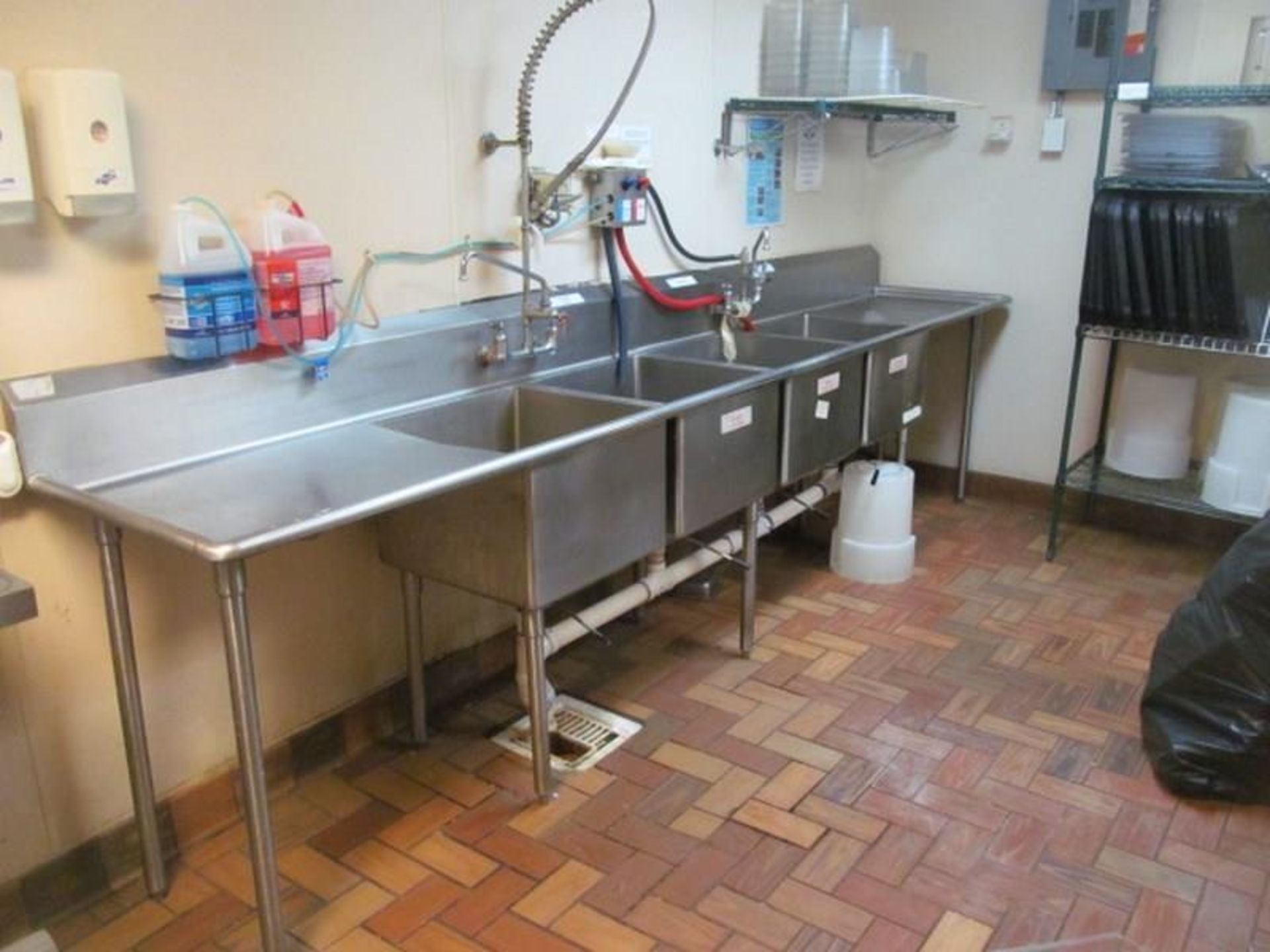 12' Four Compartment Sink w/ Overhead Sprayer