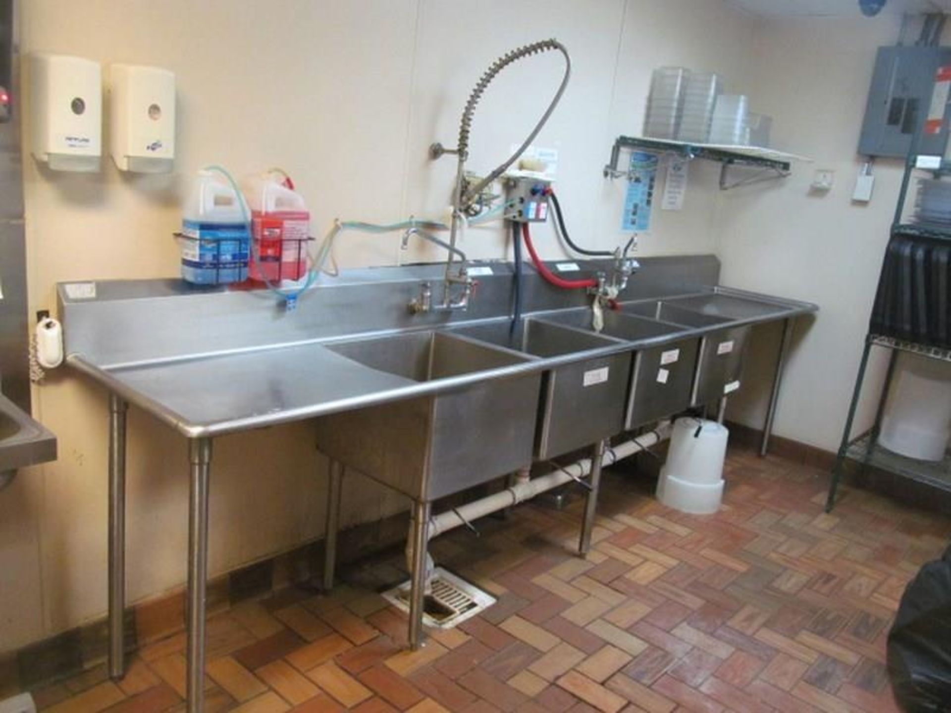 12' Four Compartment Sink w/ Overhead Sprayer - Image 8 of 8