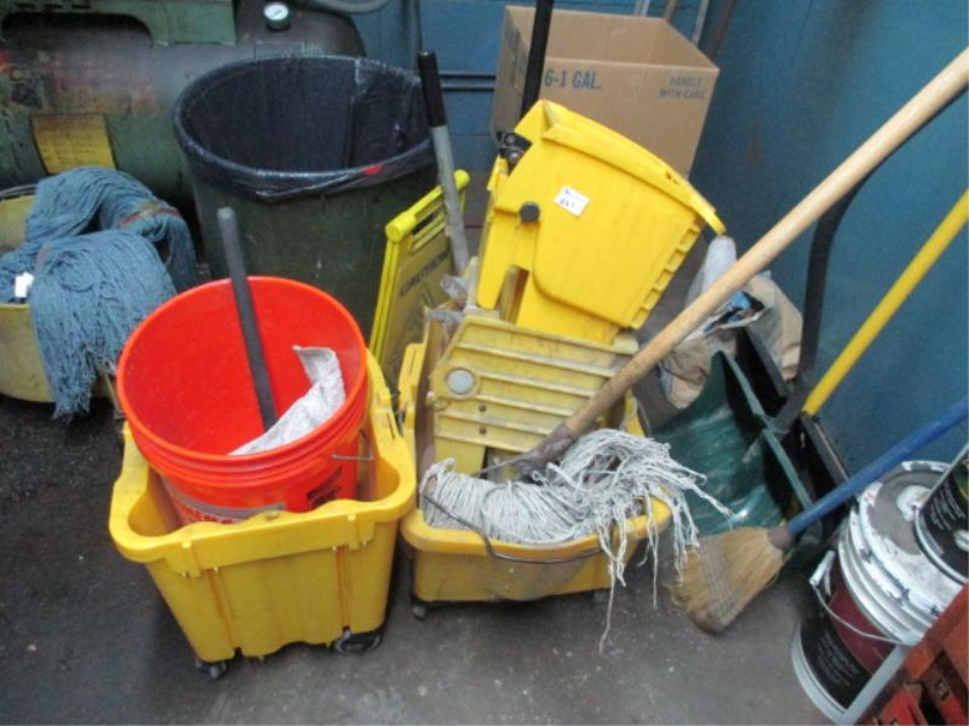 (2) Mop Bucket, Mop, Shovels