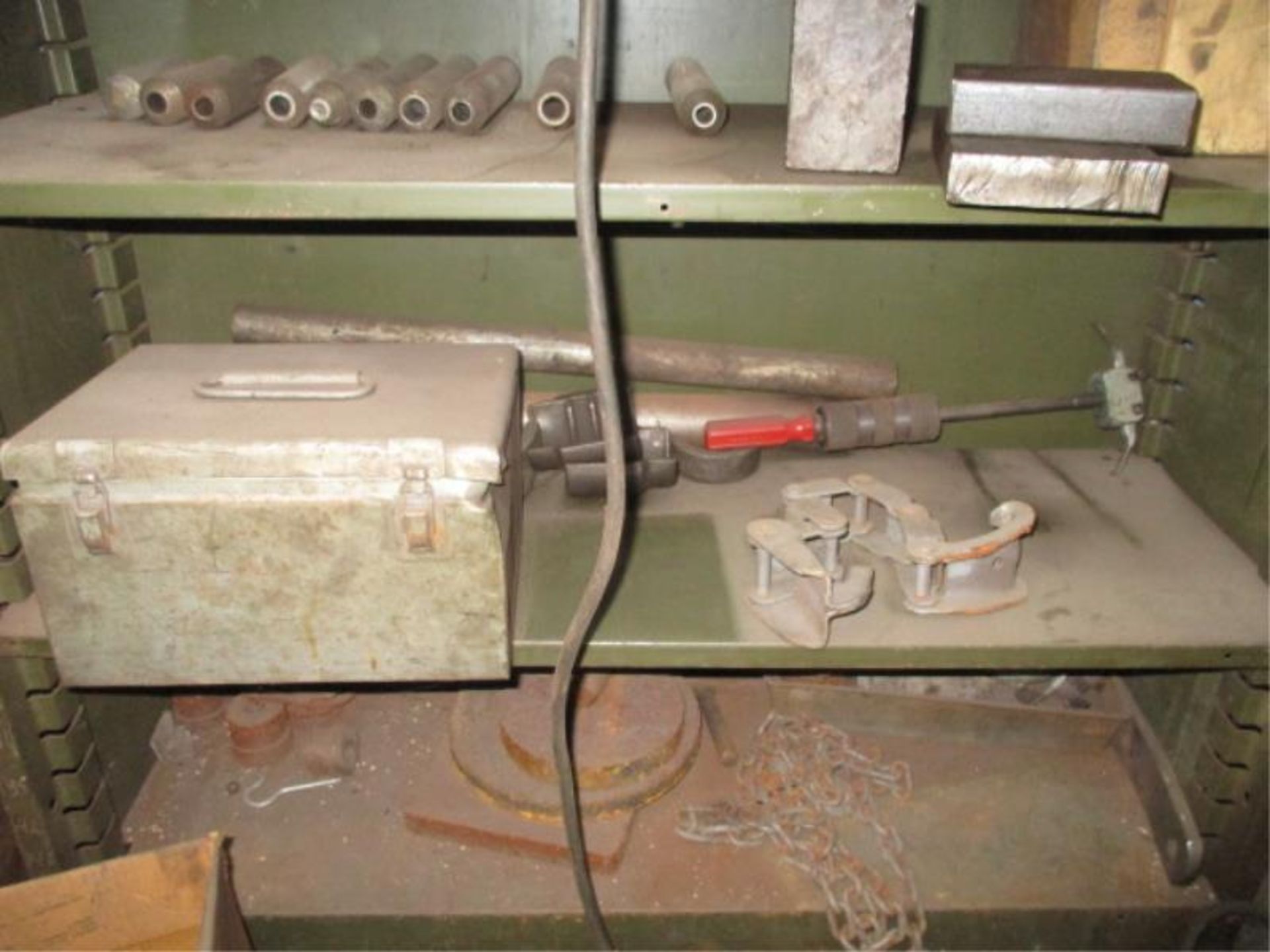 Metal Shelving Unit with Contents Incuding Reemers, Punches, Mchine Vise etc - Image 4 of 9
