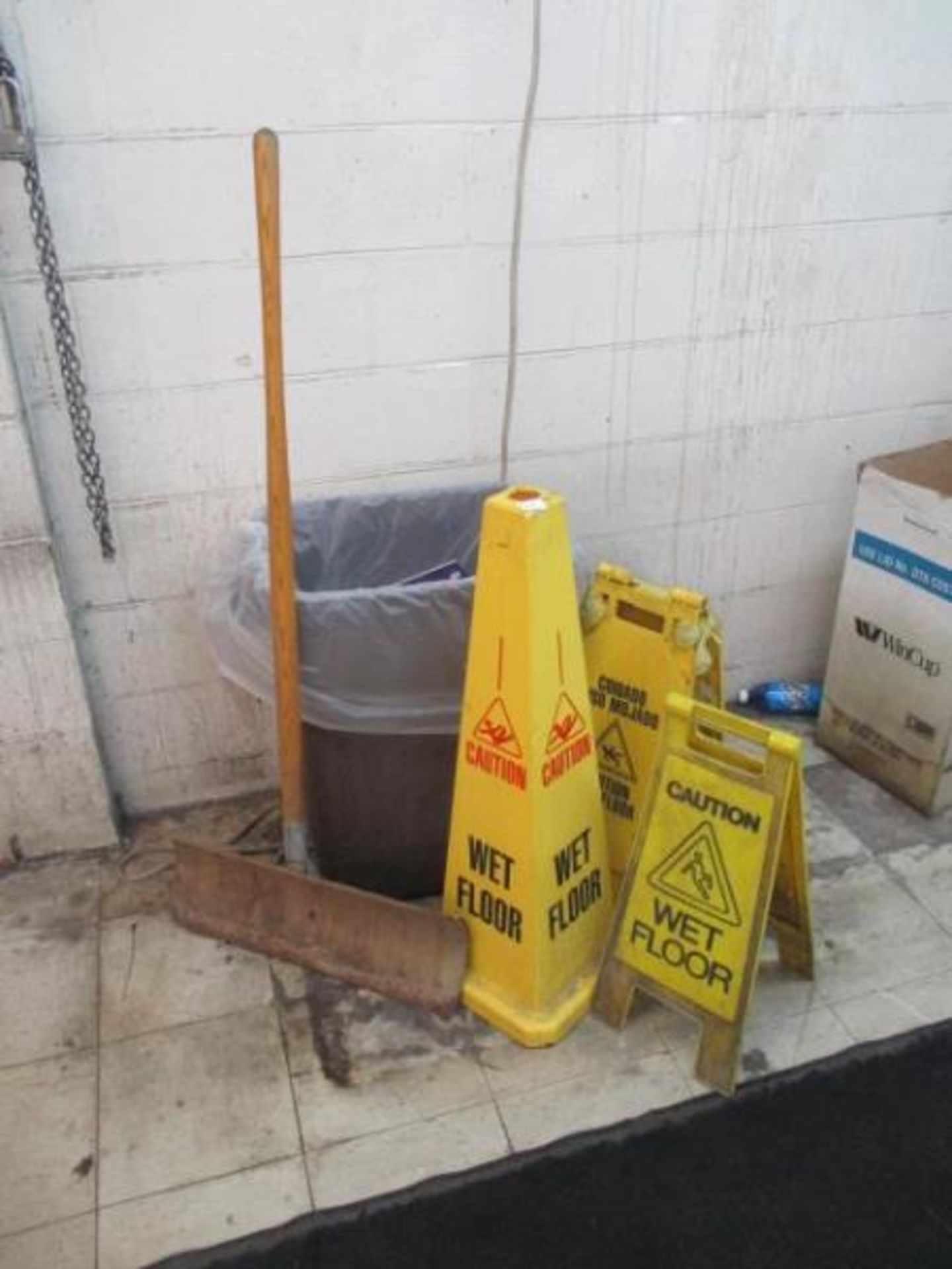 Caution Signs, Trash Can, Shovel