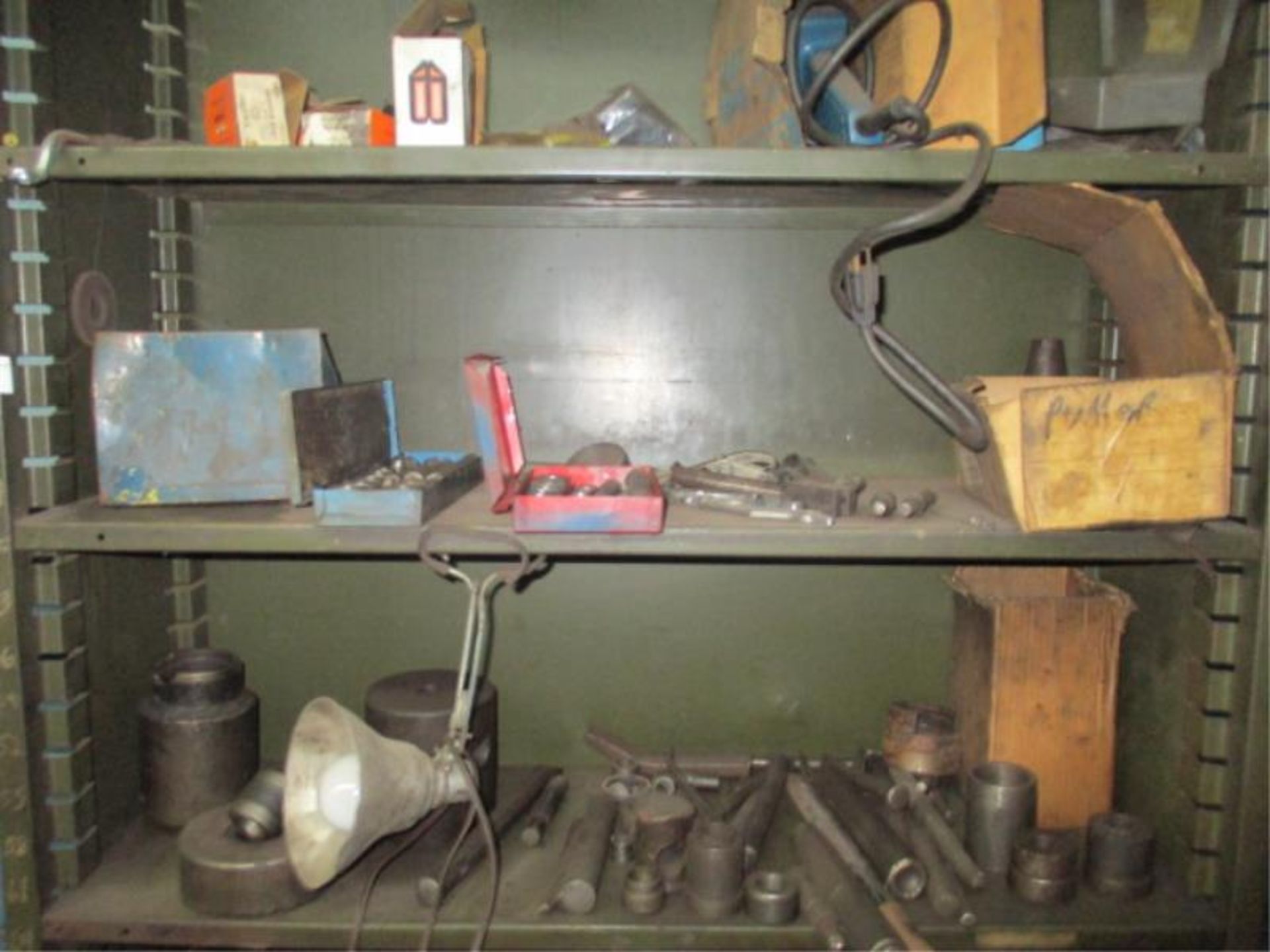 Metal Shelving Unit with Contents Incuding Reemers, Punches, Mchine Vise etc - Image 6 of 9