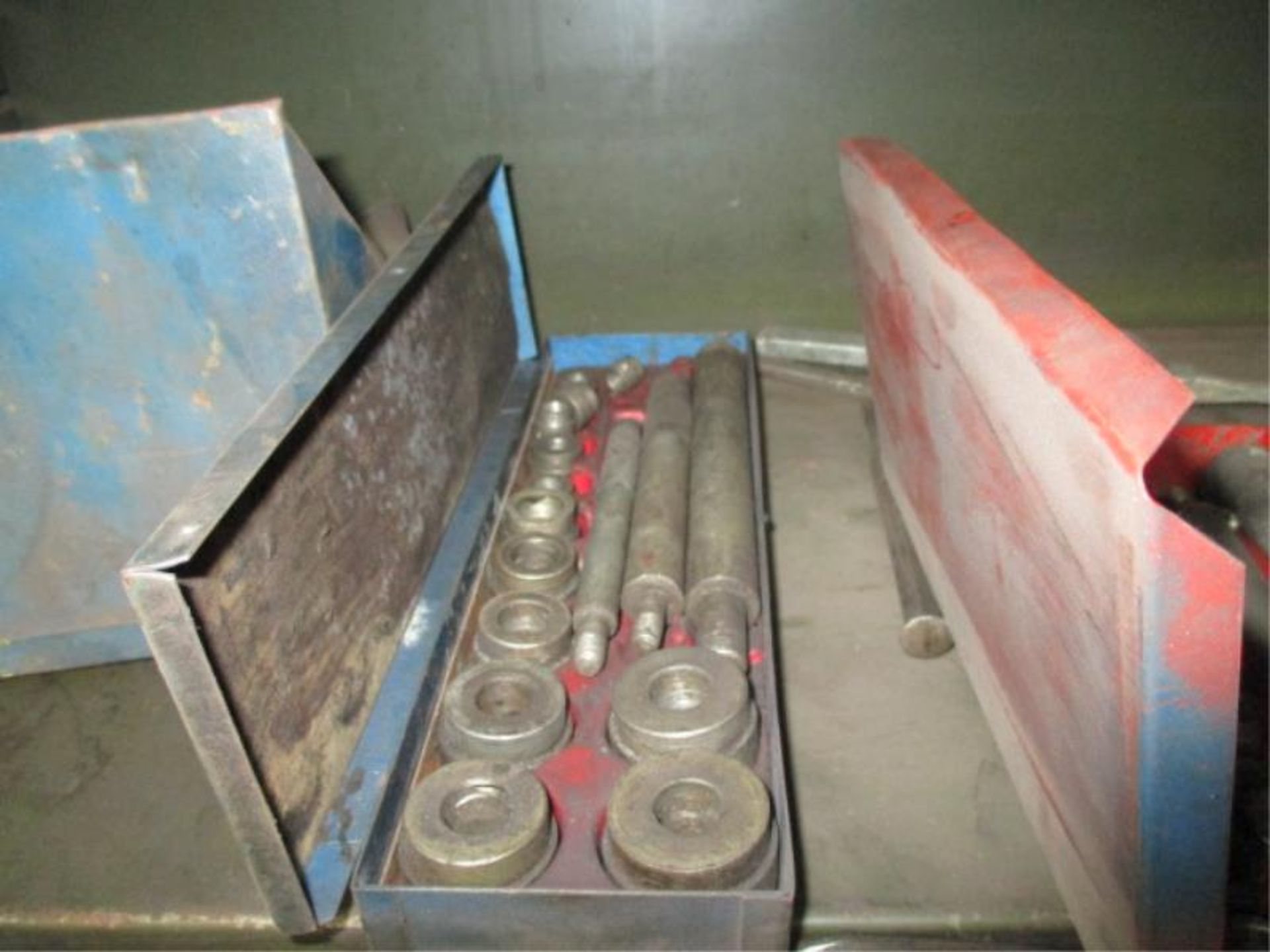 Metal Shelving Unit with Contents Incuding Reemers, Punches, Mchine Vise etc - Image 8 of 9