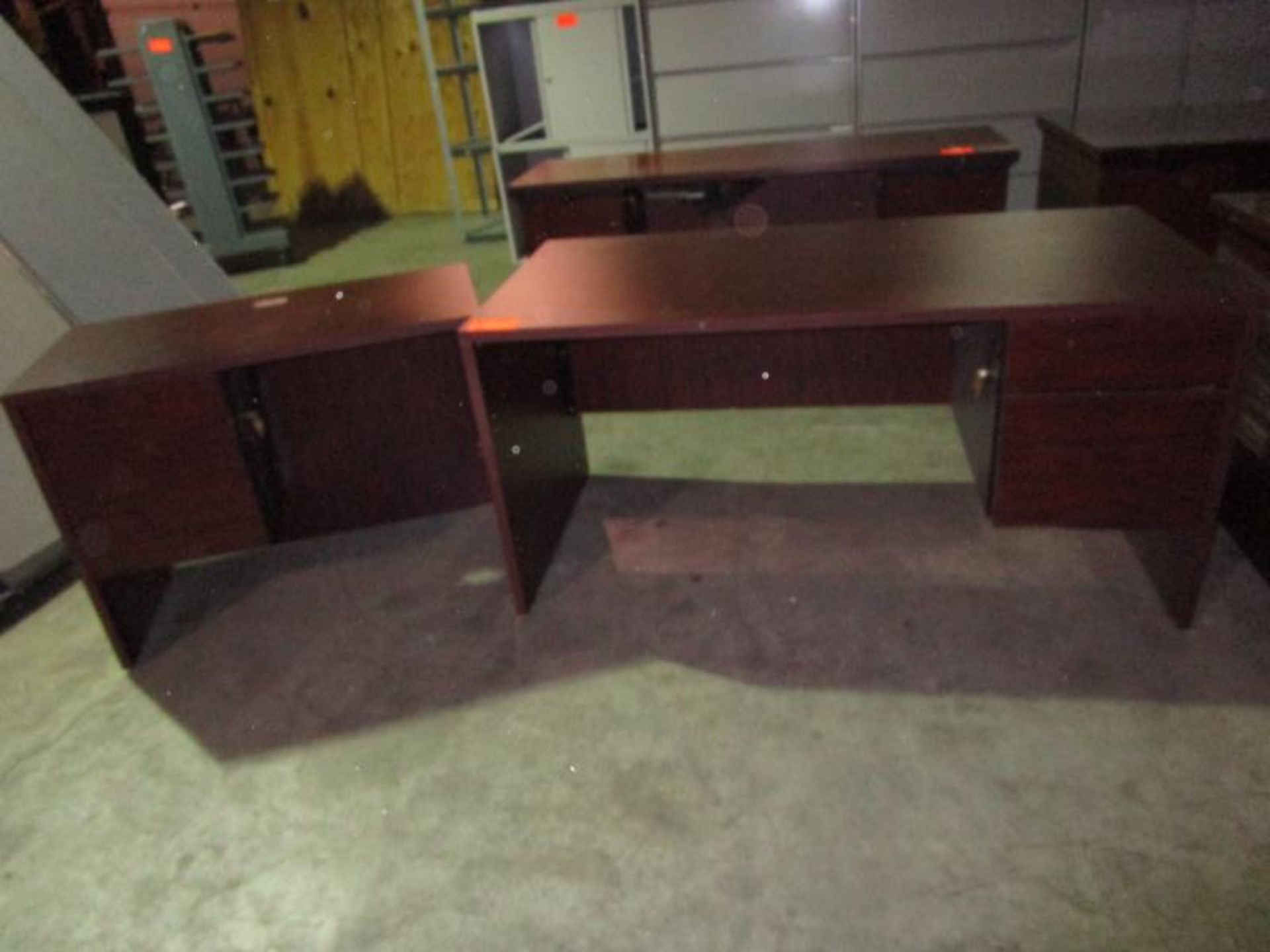 Wood Desk w/ Key - Image 2 of 2