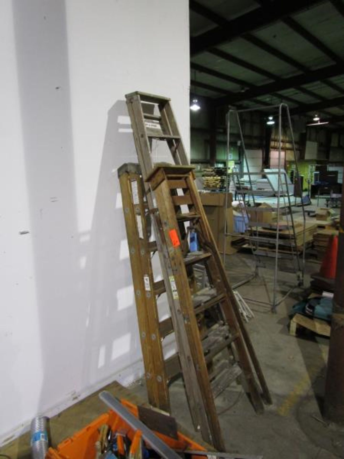 (3) Wooden Step Ladders, No Tag - 6', Green Bull - 6', Werner - 8' - 6', Werner - 8' - Image 2 of 2