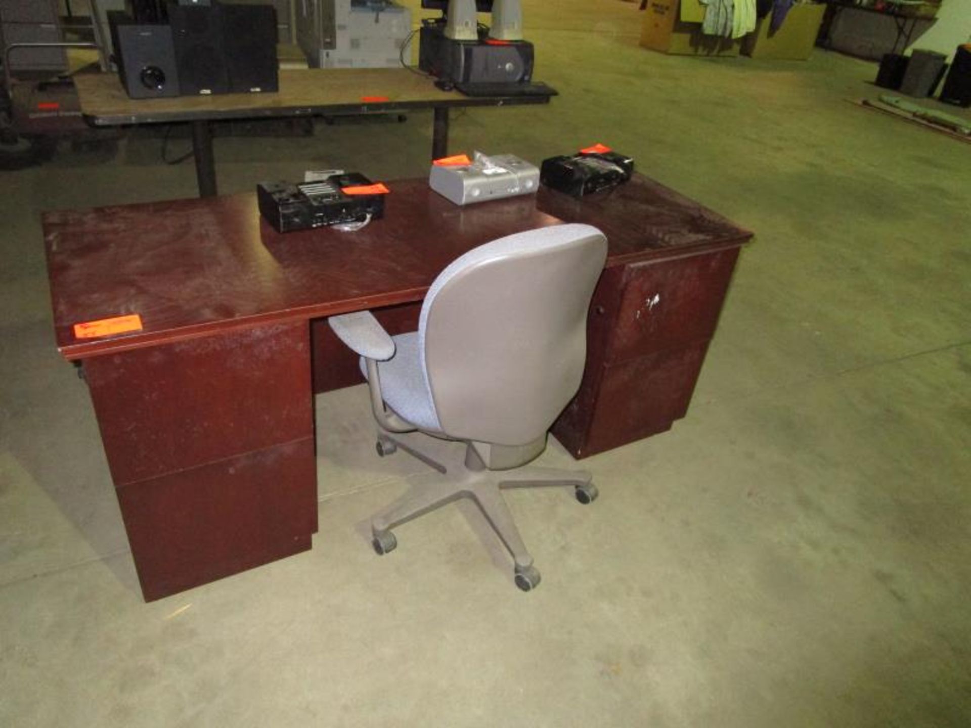 Desk, Wooden w/ 4 Drawers, Approx. 68" x 24" x 29 1/4"& Rolling Office Chair 1/4"& Rolling Office